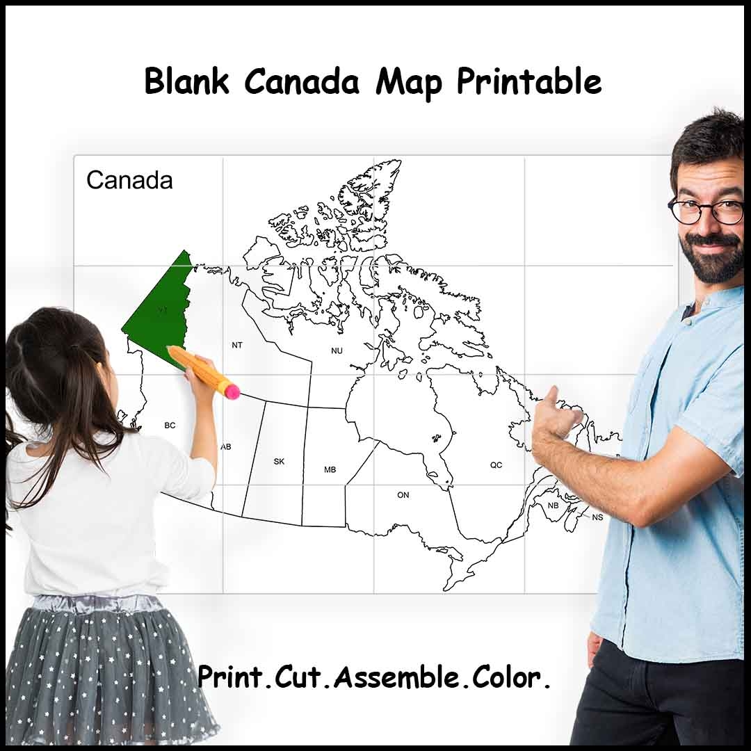 Large Printable Canada Map 4 9 Or 16 Sheets Of Paper