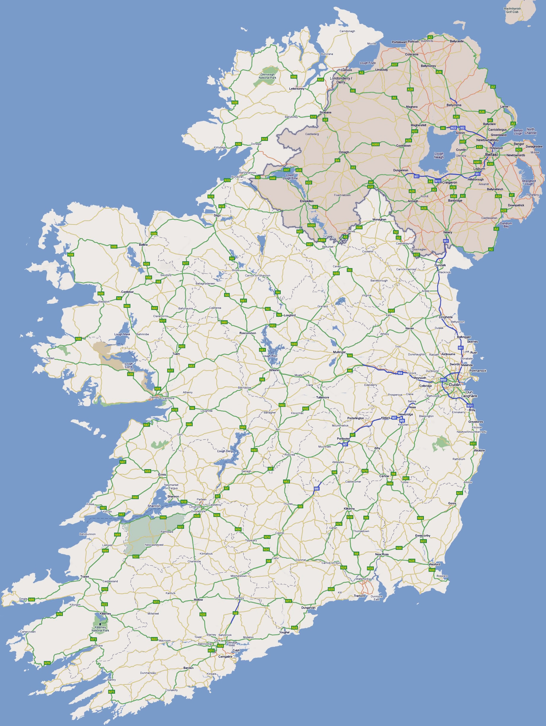 Printable Driving Map Of Ireland Printable Driving Map Of Ireland