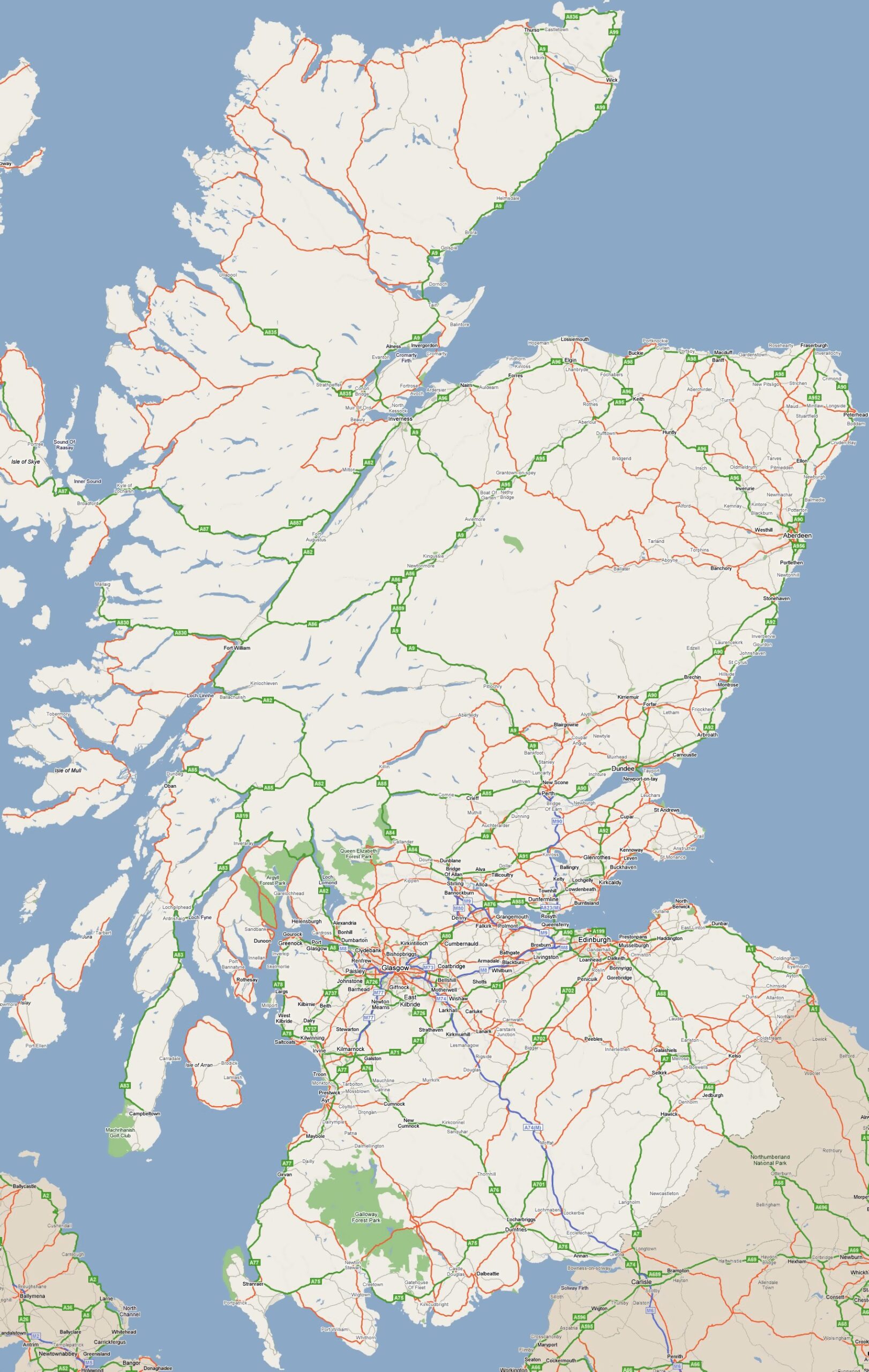 Printable Map Of Scotland Cities