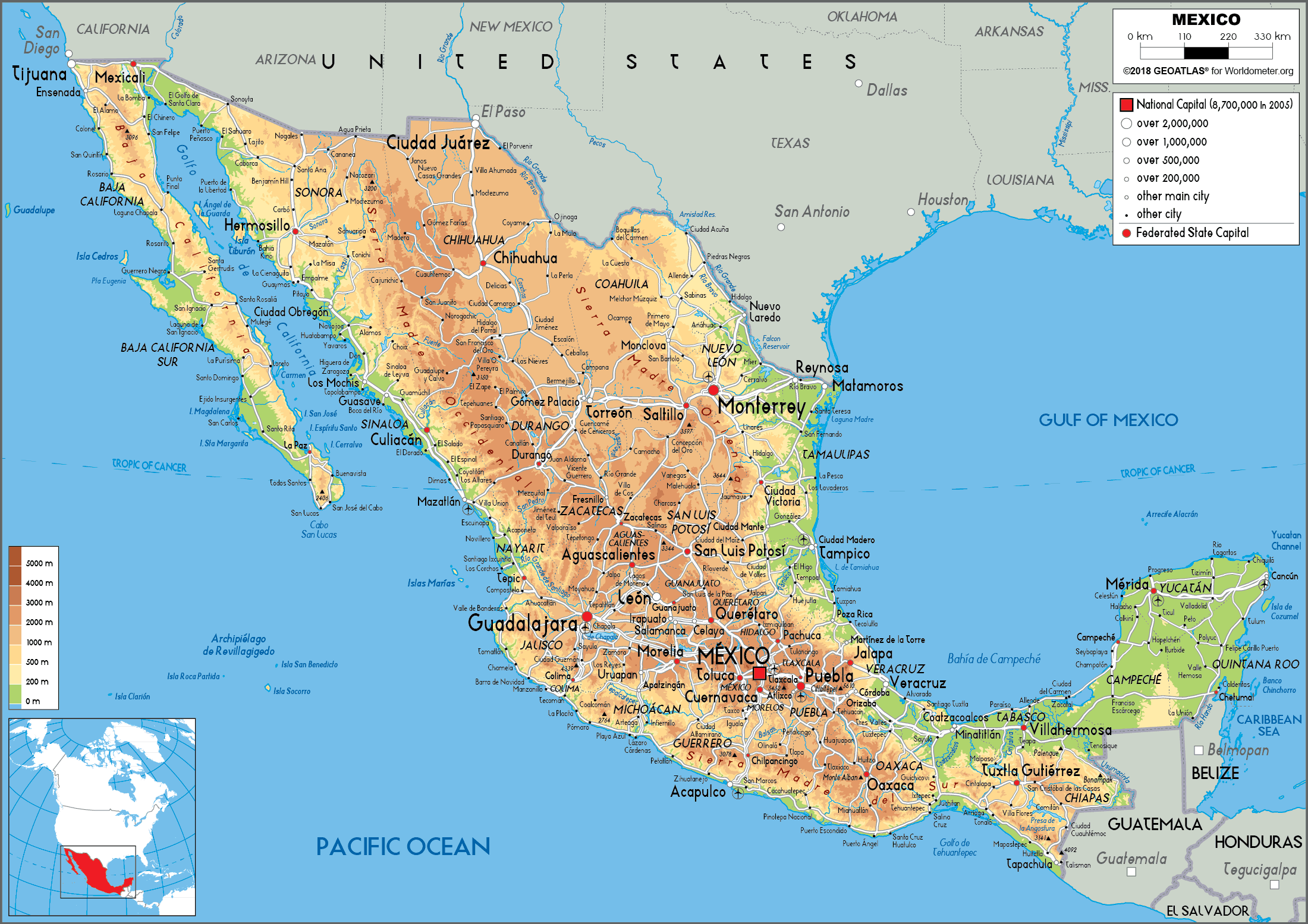 Large Printable Map Of Mexico
