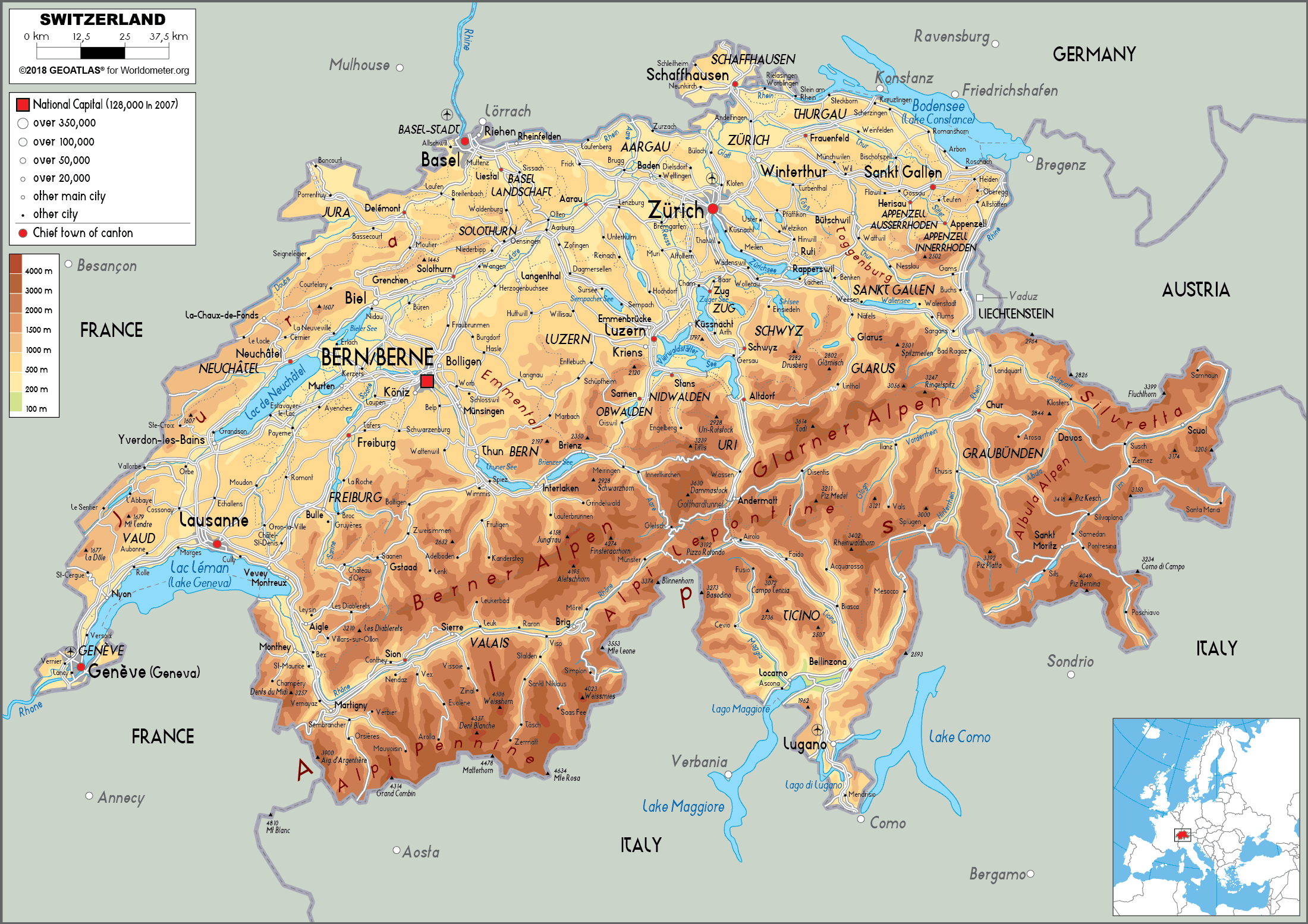 Printable Map Of Switzerlan