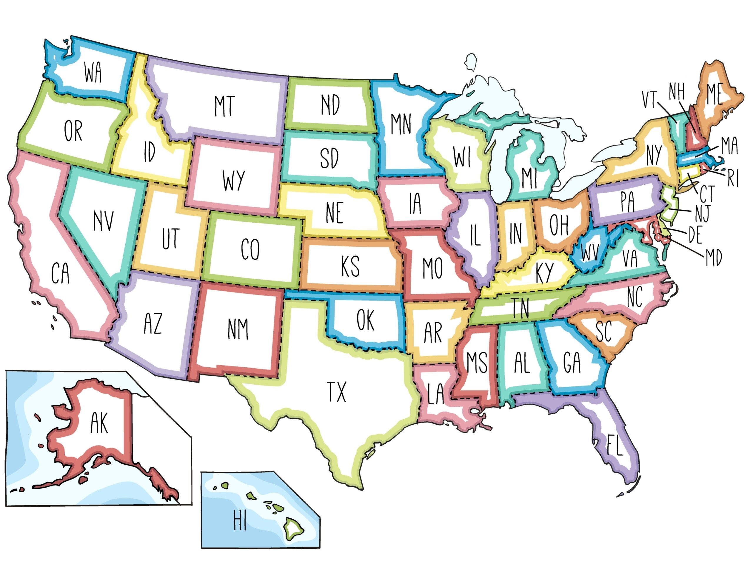 Label The States Map Printable