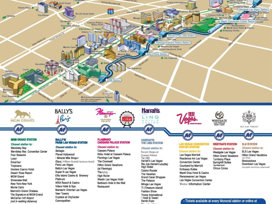 Las Vegas Strip Hotels And Casinos Map Ontheworldmap