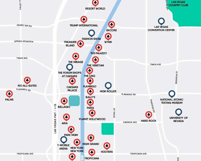 Las Vegas Strip Map Las Vegas Maps VegasJourney