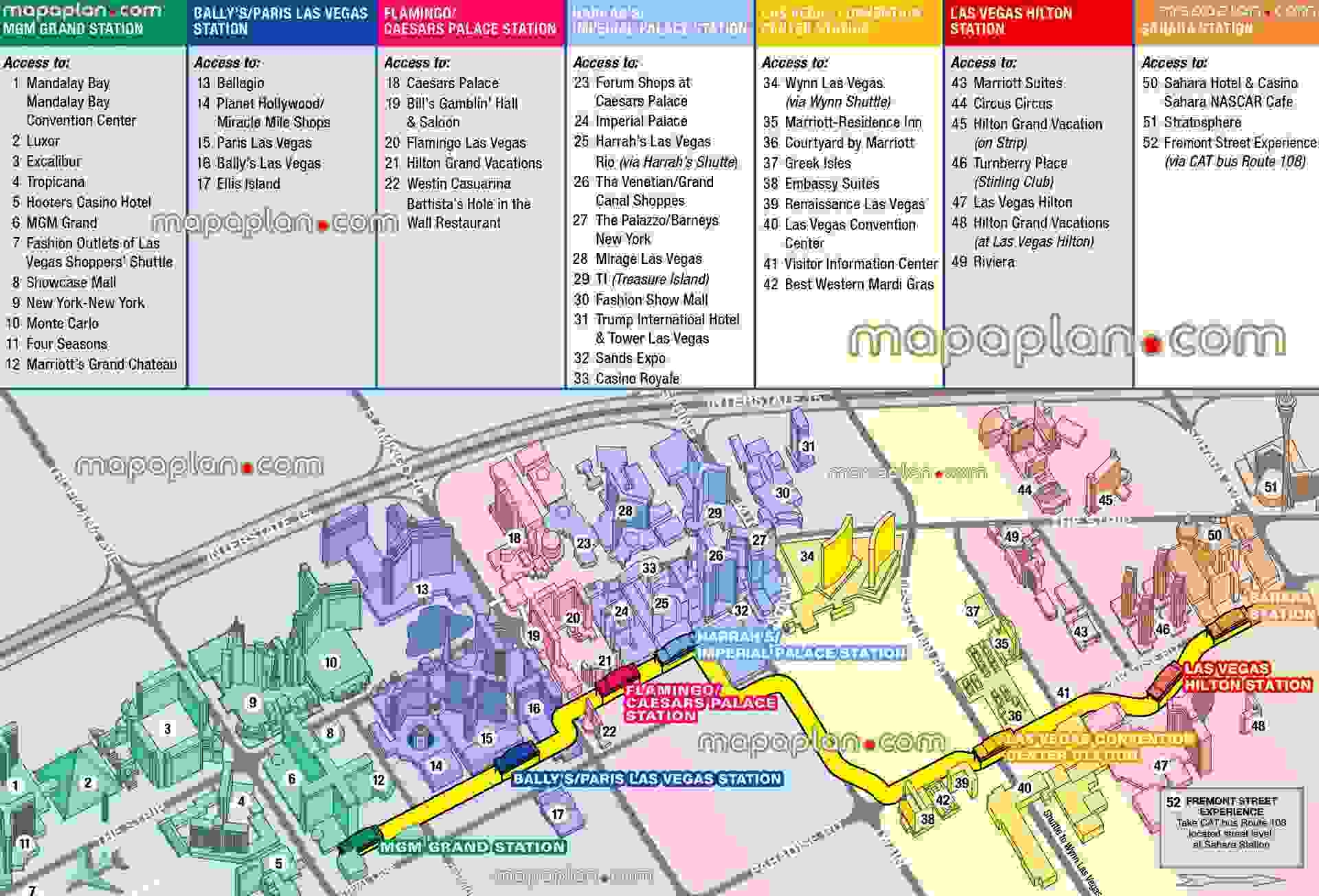 Las Vegas Tourist Guide Map Monorail Stations Nearby Boulevard Hotels Including Luxor Pyramid Shuttle Showcase Mall Four Seasons Marriott Planet Hollywood Imperial Palace The Venetian Grand Canal Gondola