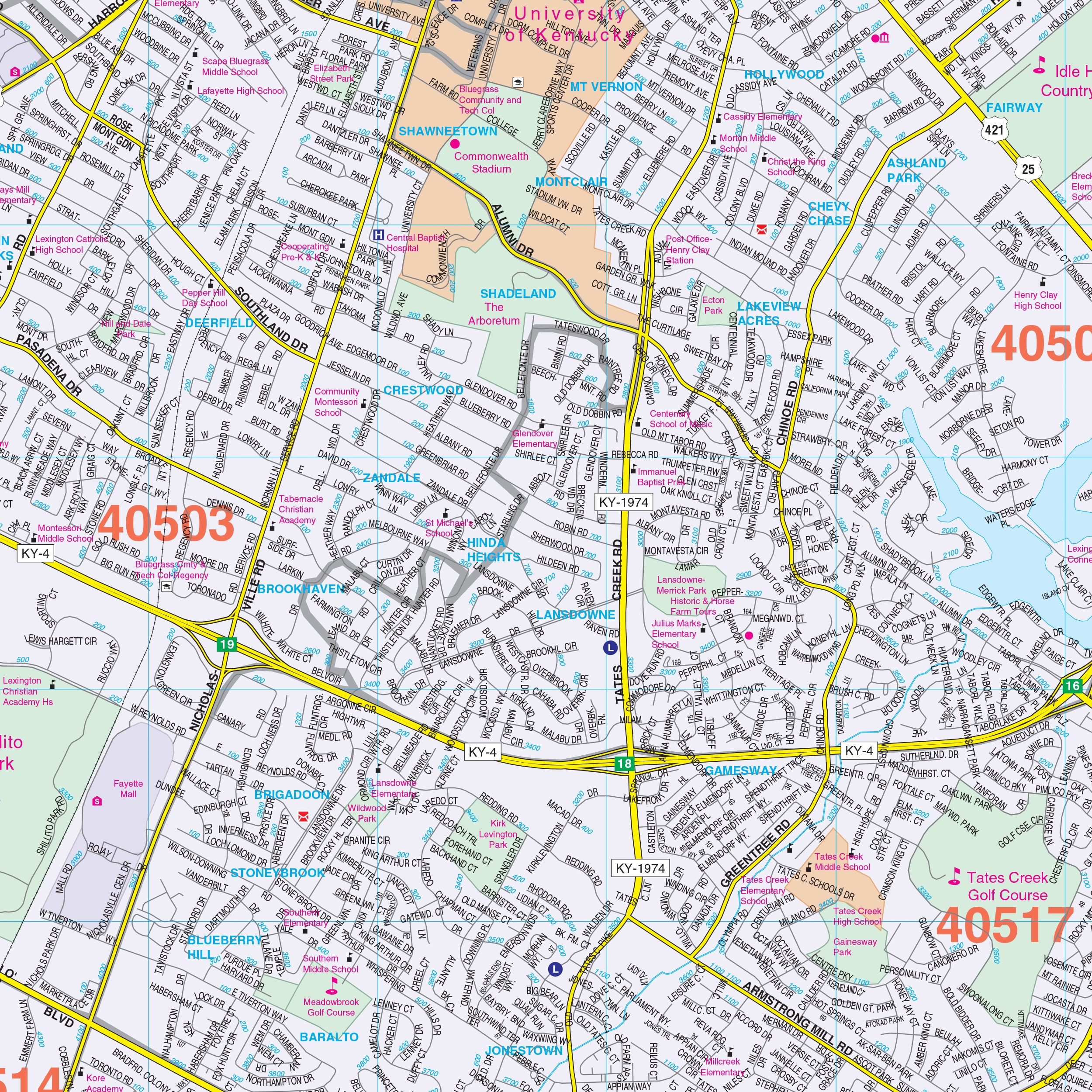 Lexington Fayette County KY Wall Map By Kappa The Map Shop