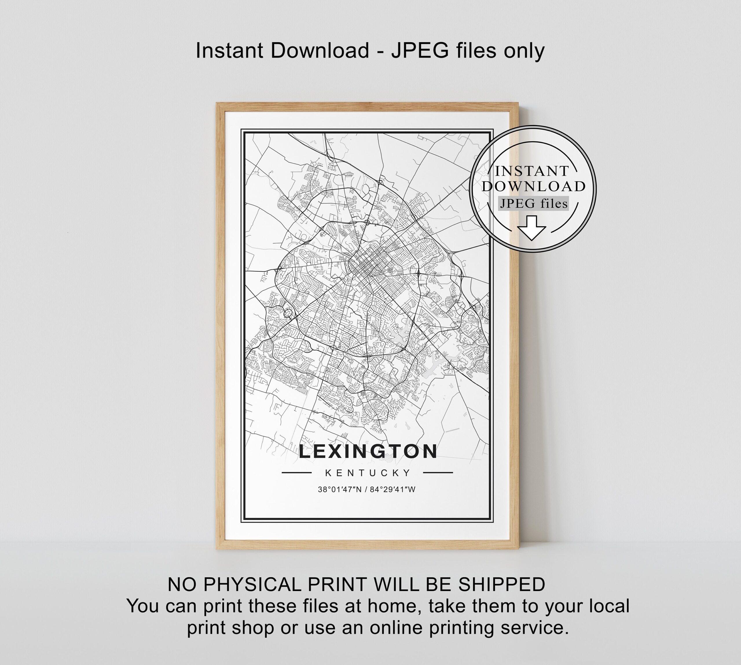 Lexington Map Lexington Map Print Lexington Print Lexington Map Poster Lexington KY Map Lexington Kentucky Map Etsy