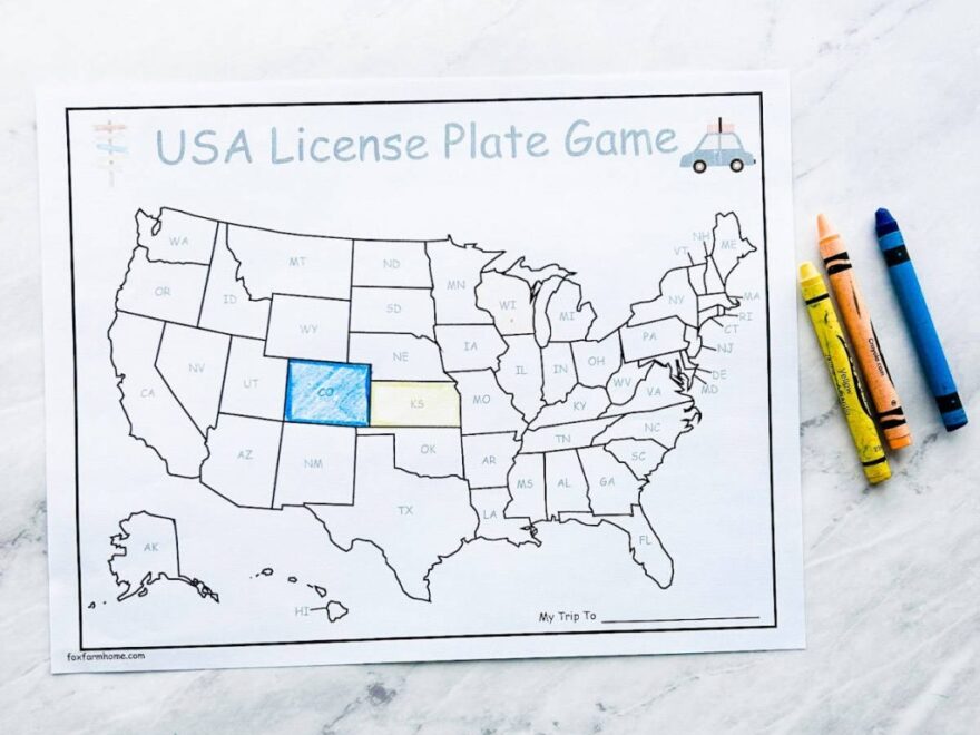 License Plate Game Printable Road Trip Game For Kids Fox Farm Home