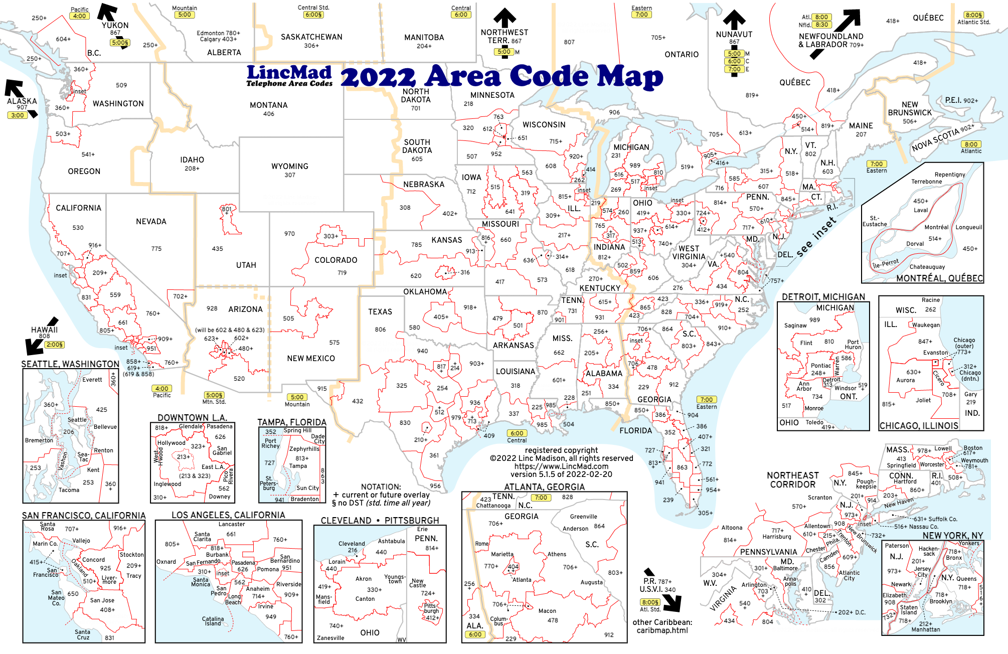 Area Code Map Usa Printable