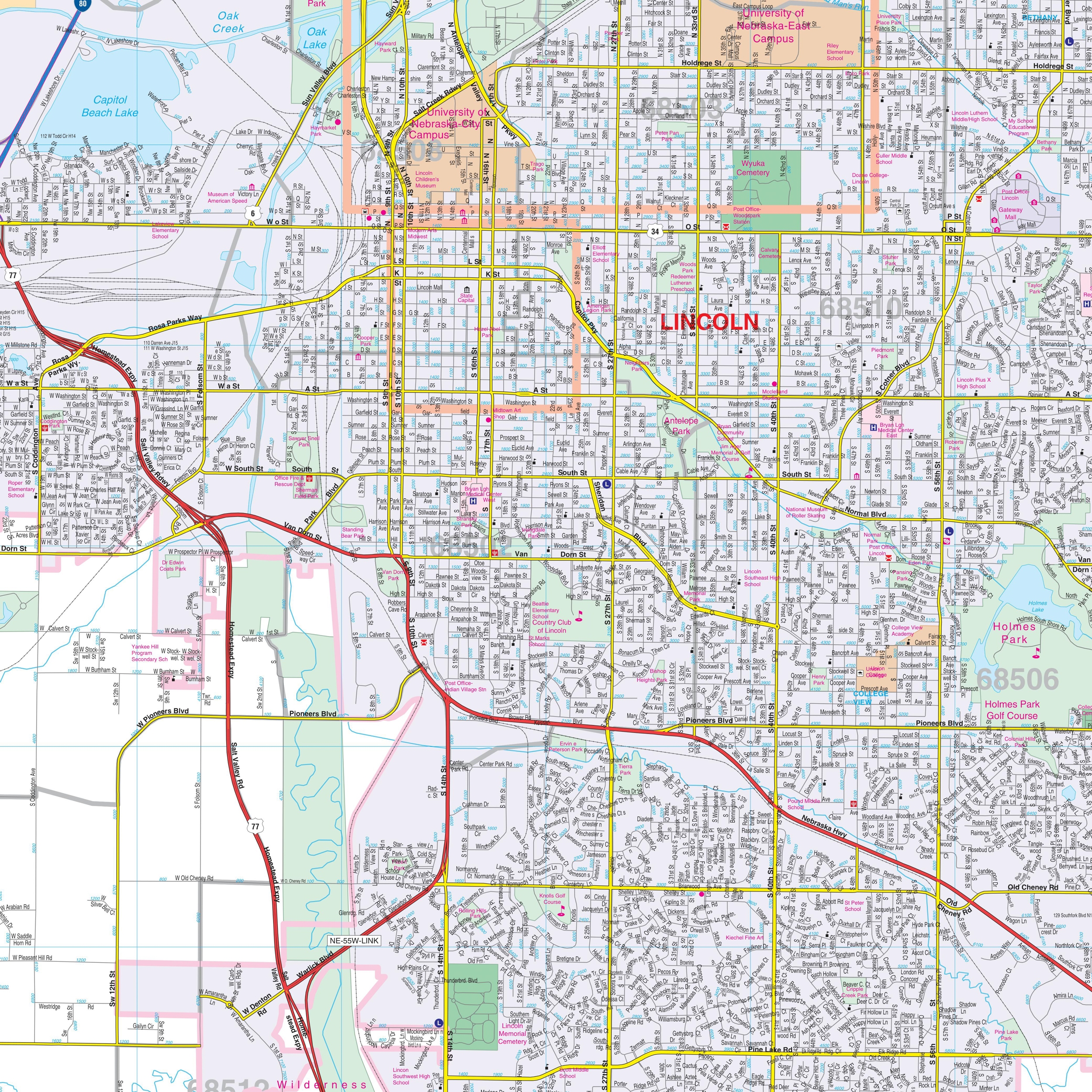 Printable Map Of Nebraska Lincoln