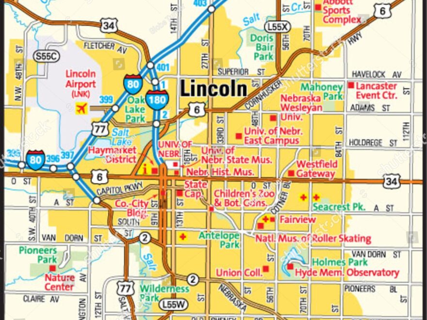 Lincoln Nebraska Area Map Stock Vector Royalty Free 145248610 Shutterstock