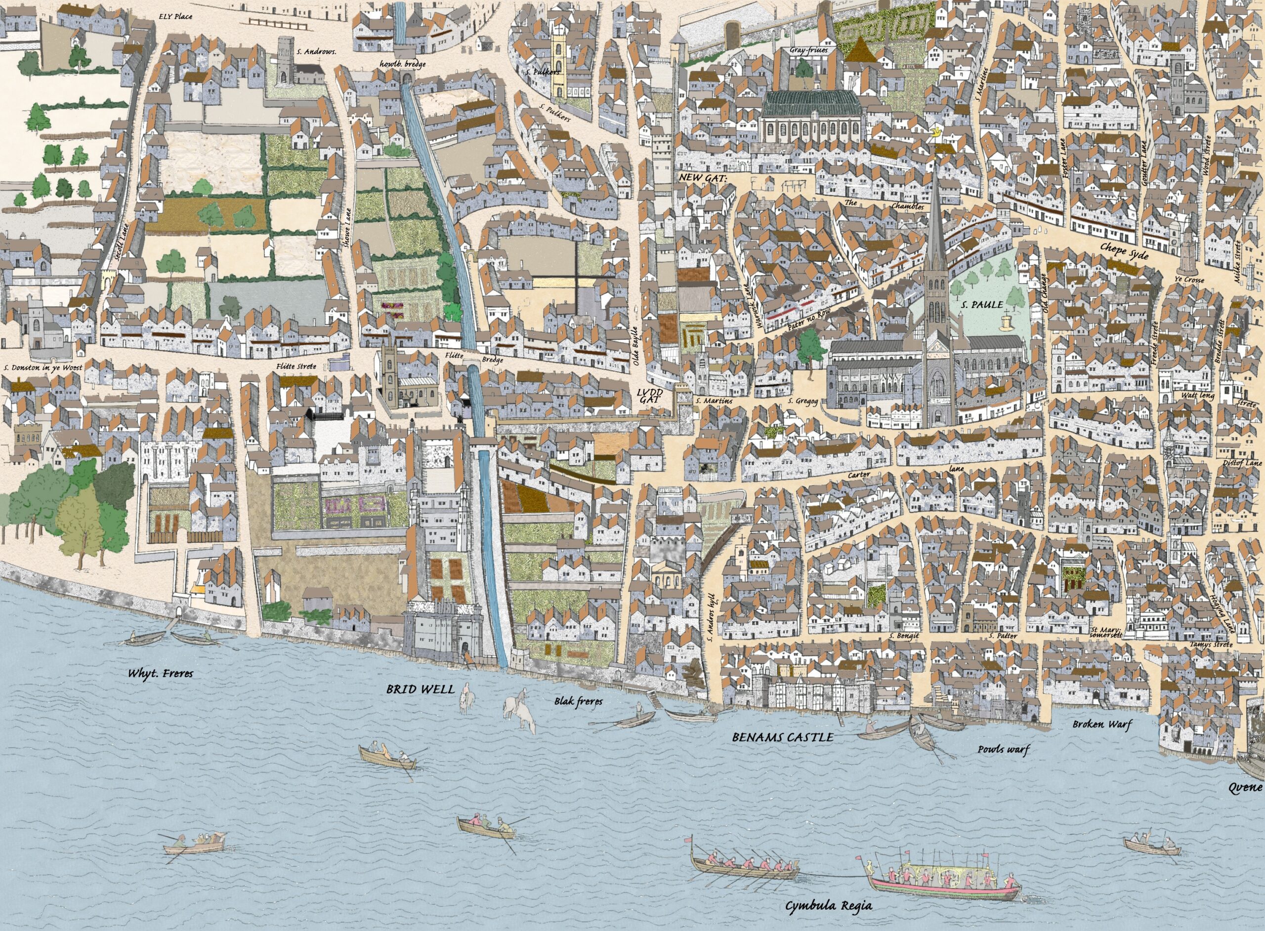 London s Oldest Map Now In Colour Part 2