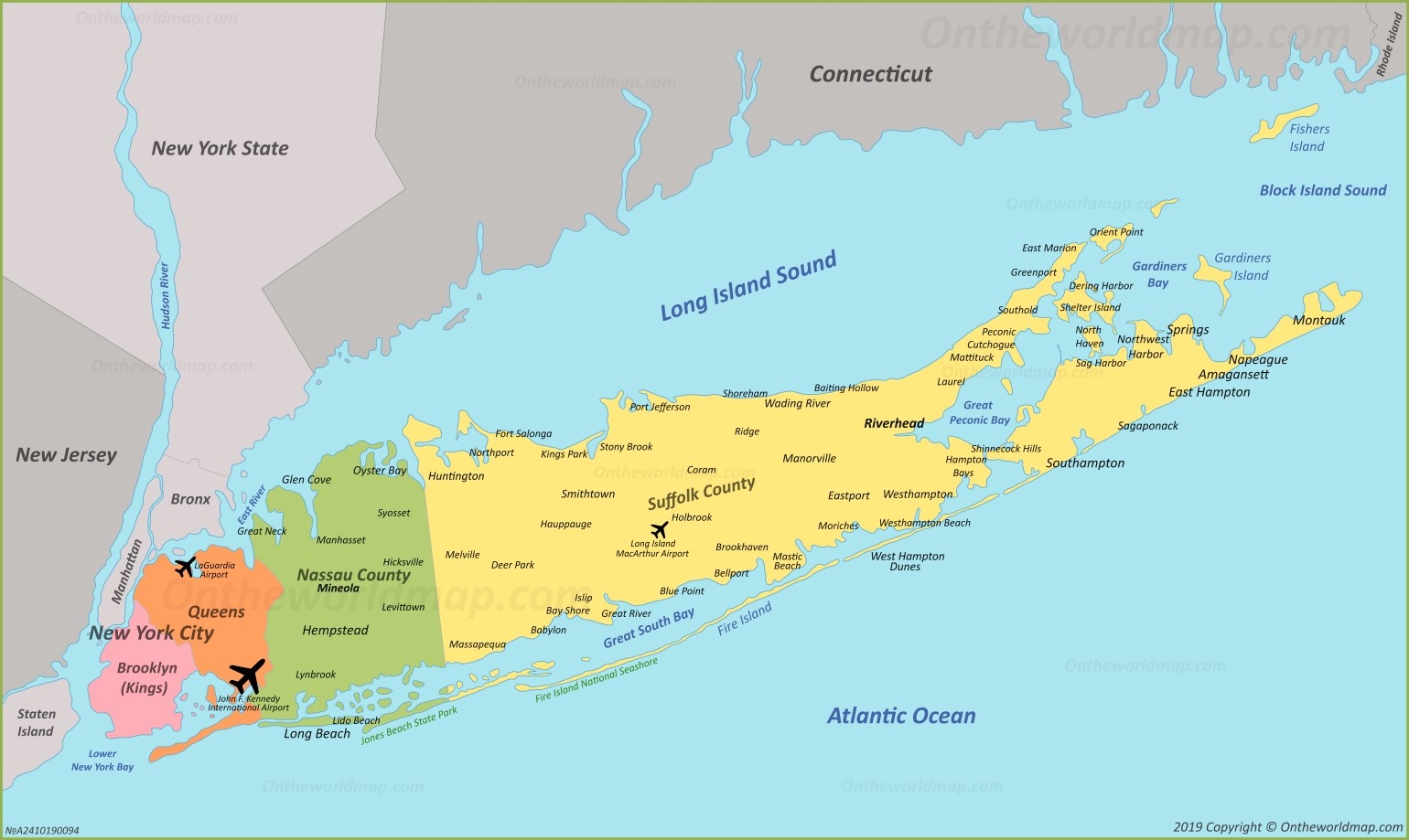 Long Island Map New York USA Map Of Long Island