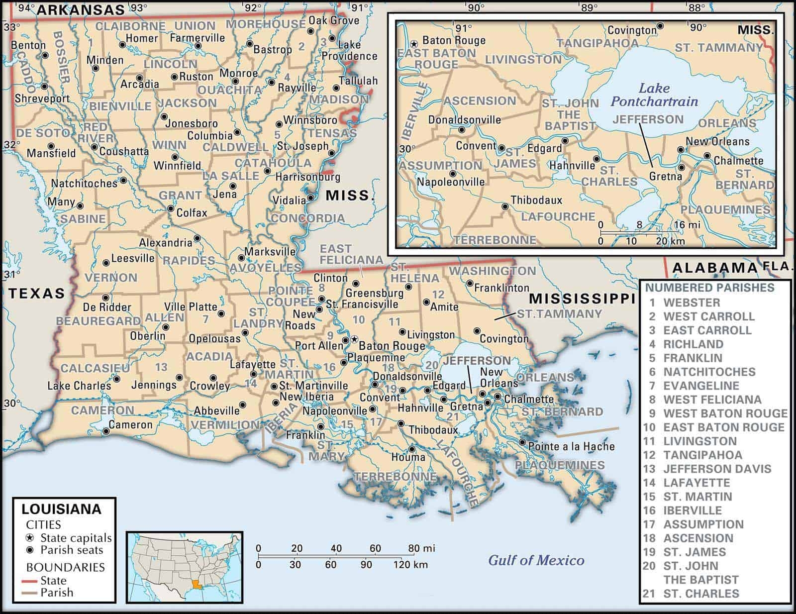 Louisiana County Maps Interactive History Complete List