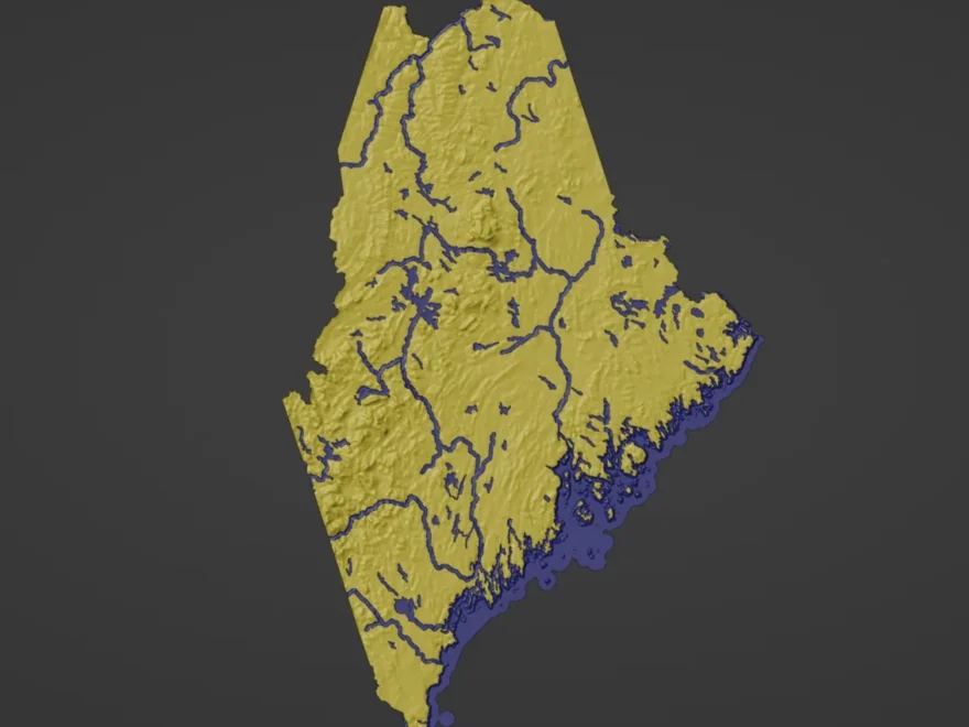 Maine USA ME Topographic Map With Rivers By Ansonl Download Free STL Model Printables
