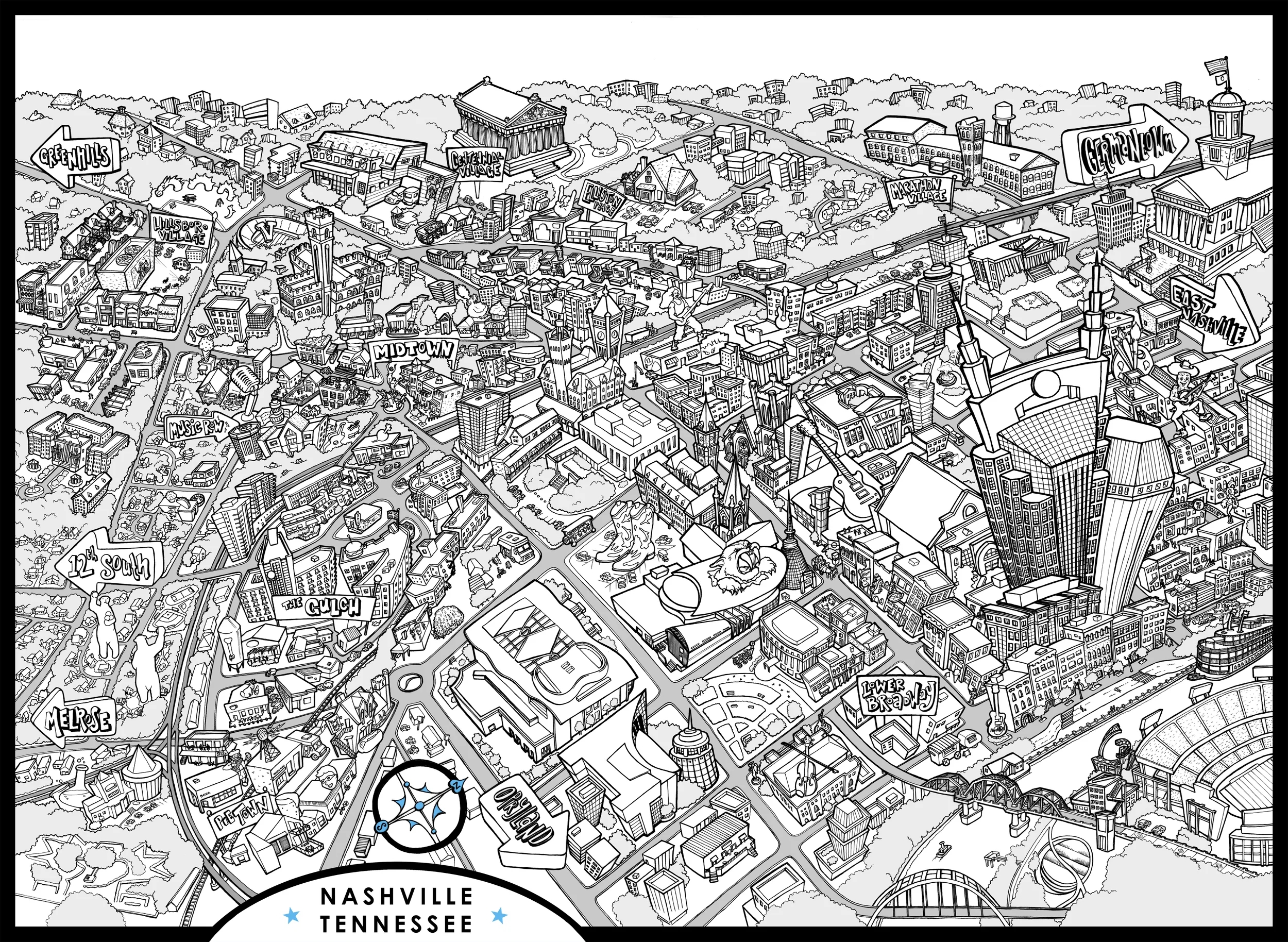 Making The Illustrated Map Of Nashville Carden Illustration