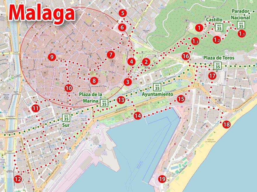 Malaga Map Sightseeing Plan Attractions Accommodation Interesting Facts What To See Guide