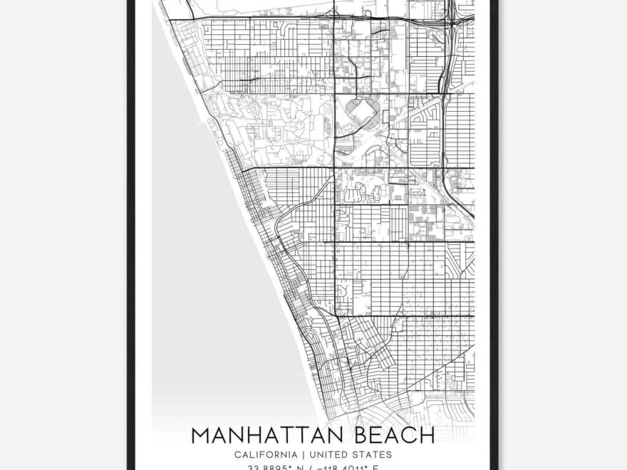 Manhattan Beach California Map Poster Modern Home Decor Wall Art Print Custom Maps Posters