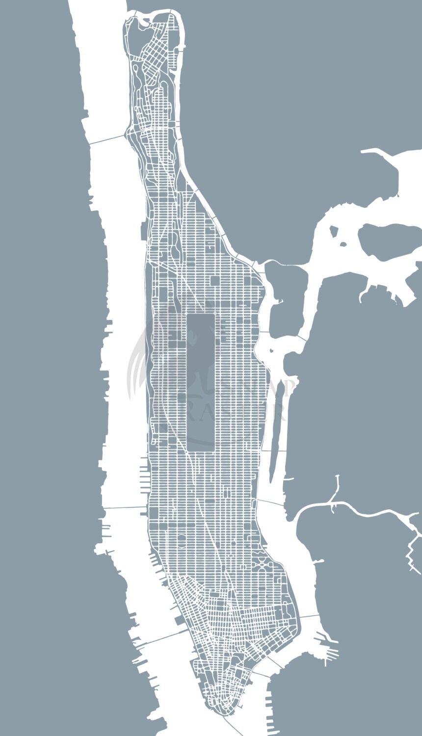 Manhattan Map New York City Grid Map Print Etsy