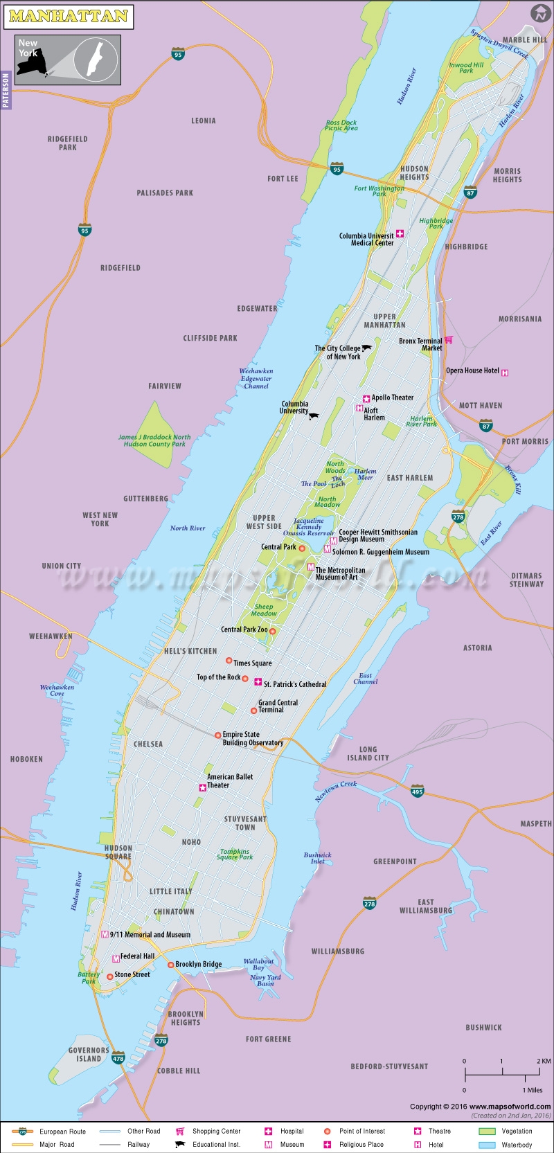 Manhattan Map New York MapsofWorld