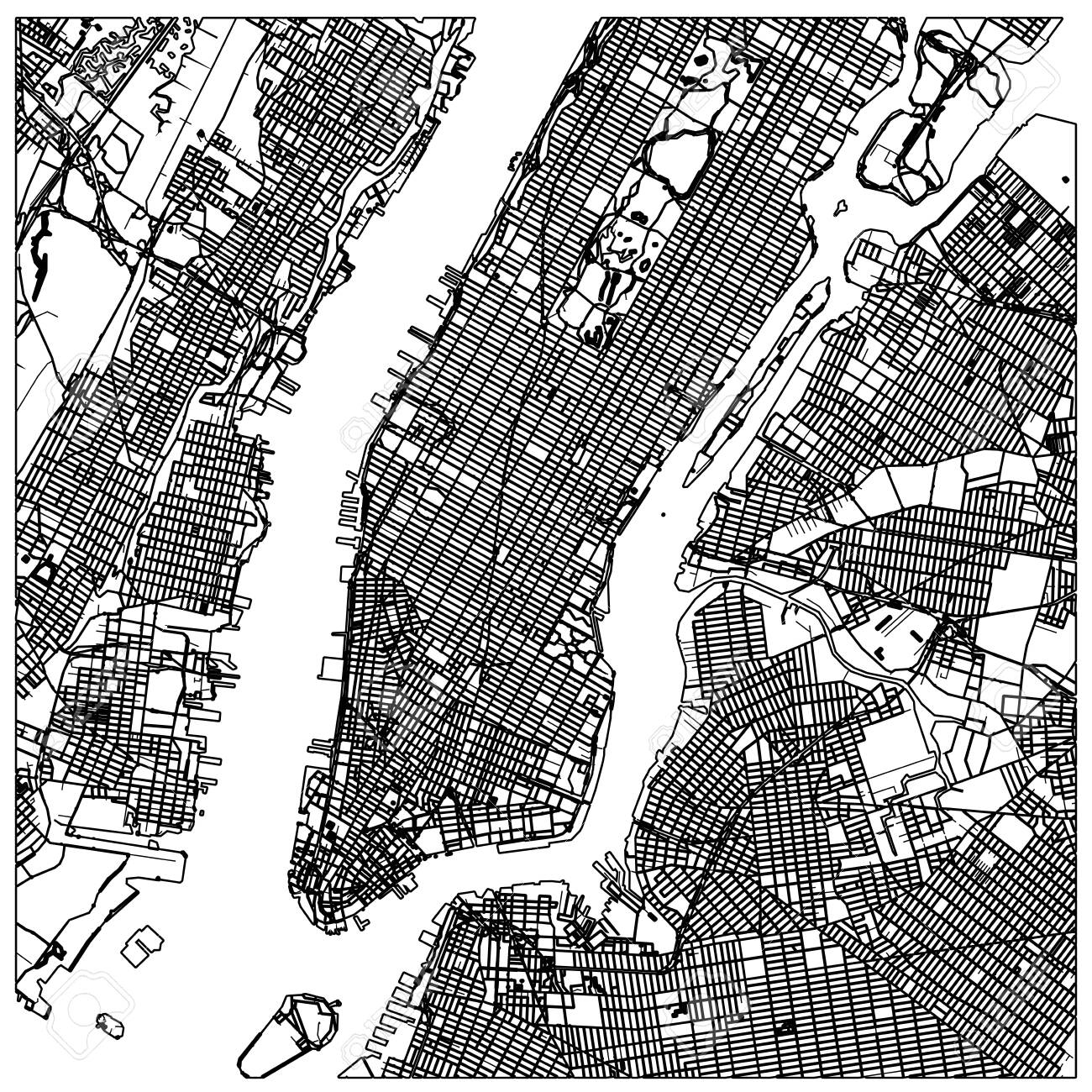 Nyc Printable Map Black And White