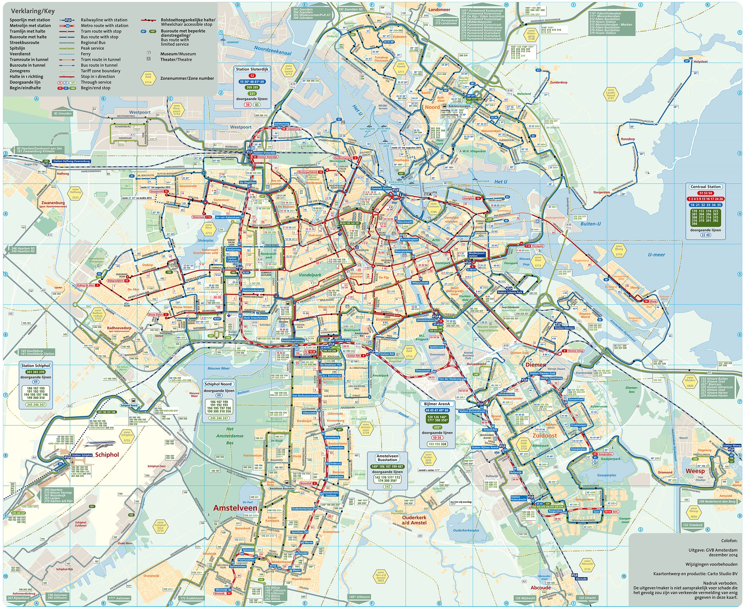 Map Of Amsterdam Bus Night Bus Stations Lines