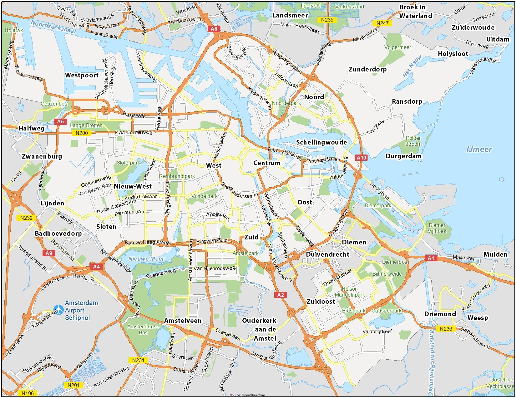 Map Of Amsterdam Netherlands GIS Geography