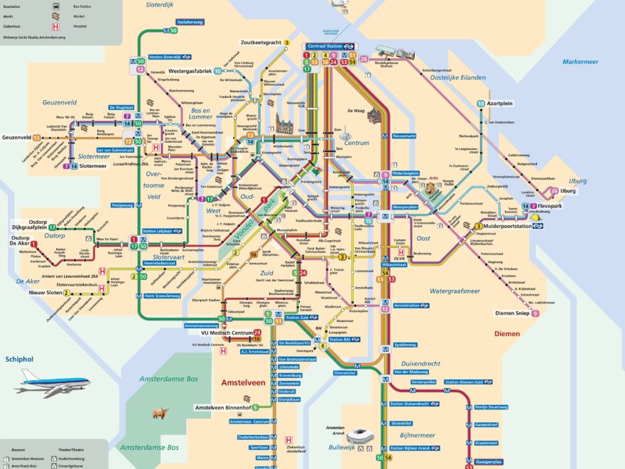 Map Of Amsterdam Tram Stations Lines