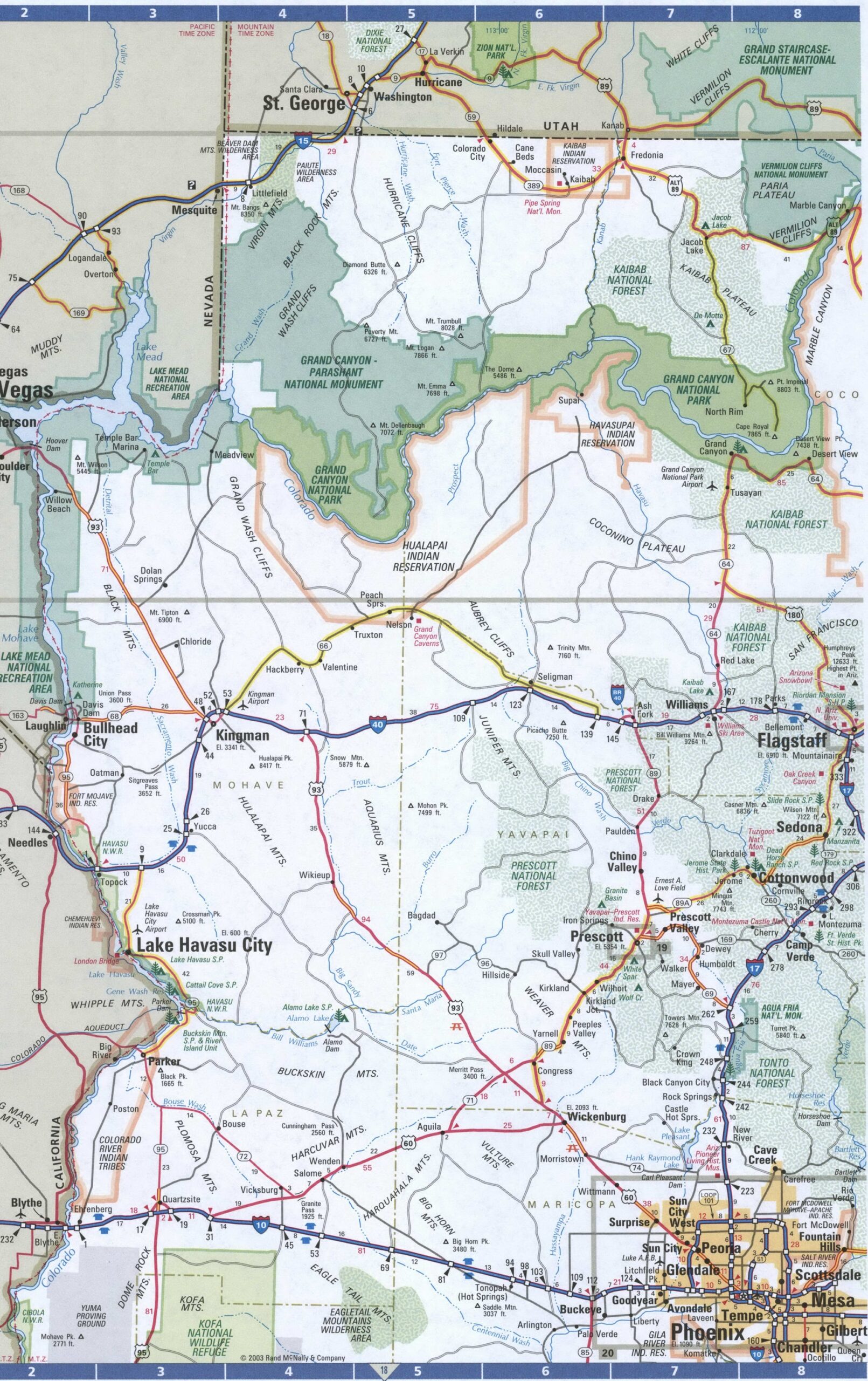 Map Of Arizona Northern Free Highway Road Map AZ With Cities Towns Counties