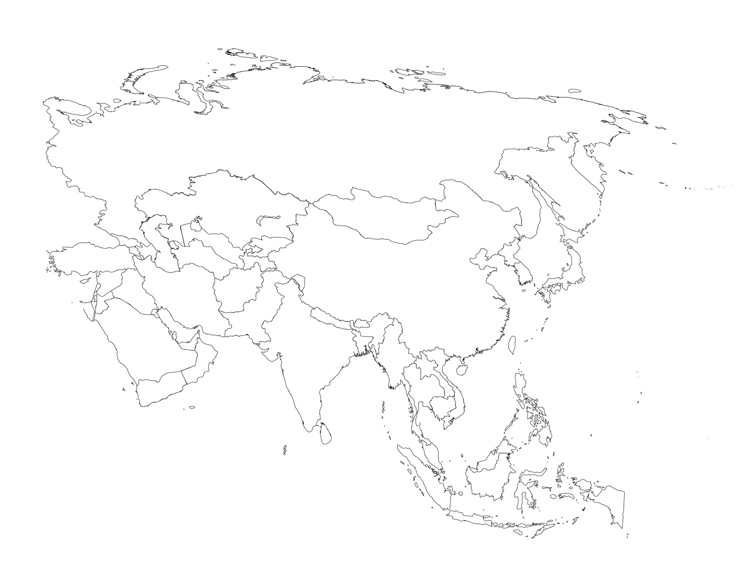 Outline Map Of Asia Printable