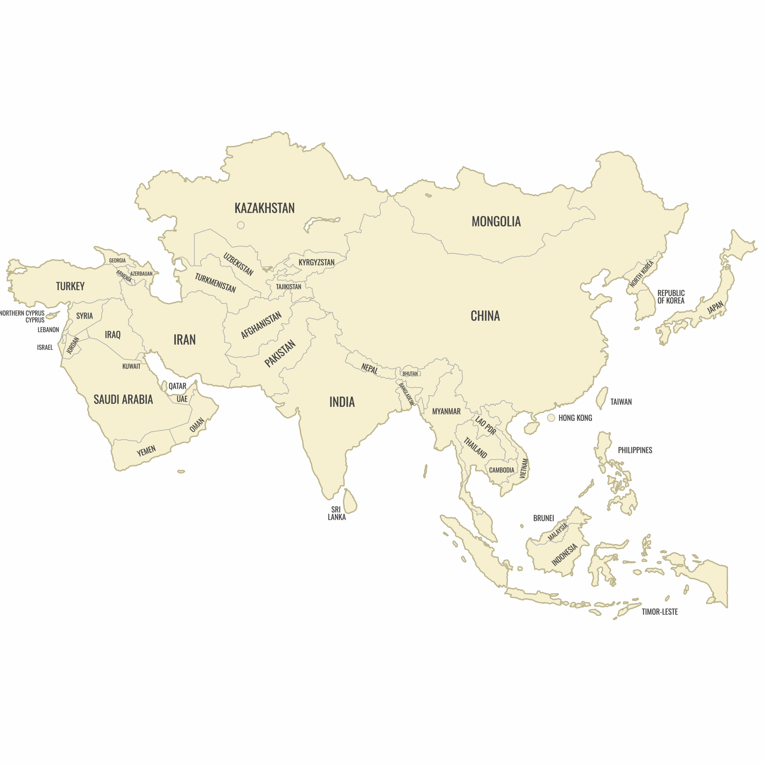 Printable Map Of Asia Labled