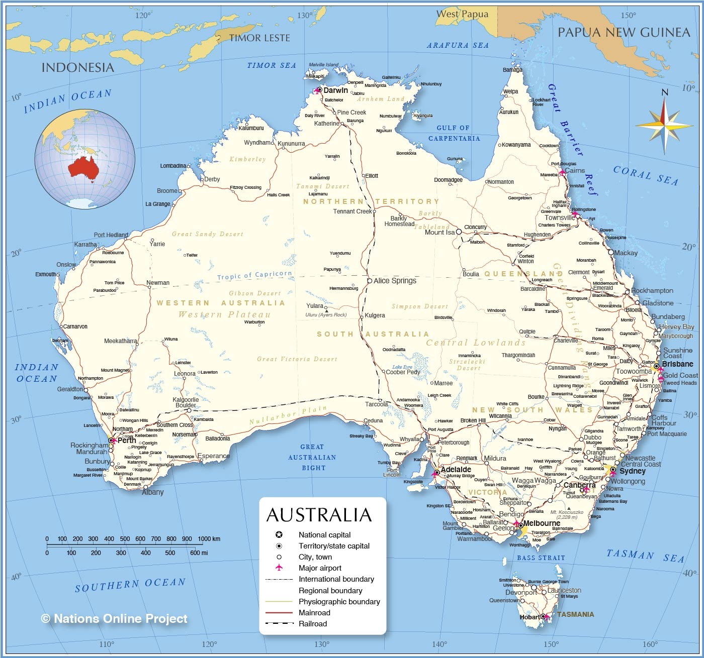 Printable Map Of Australia Free