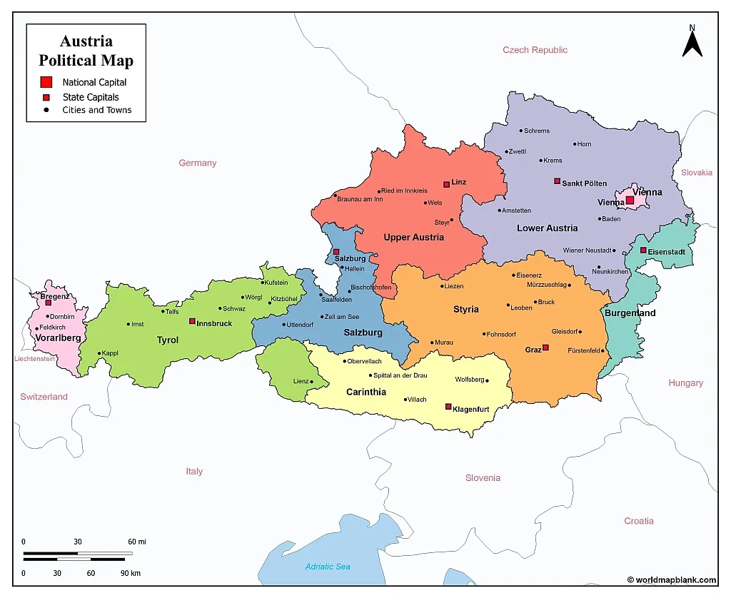 Printable Map Of Austria Printable Map Of Austria
