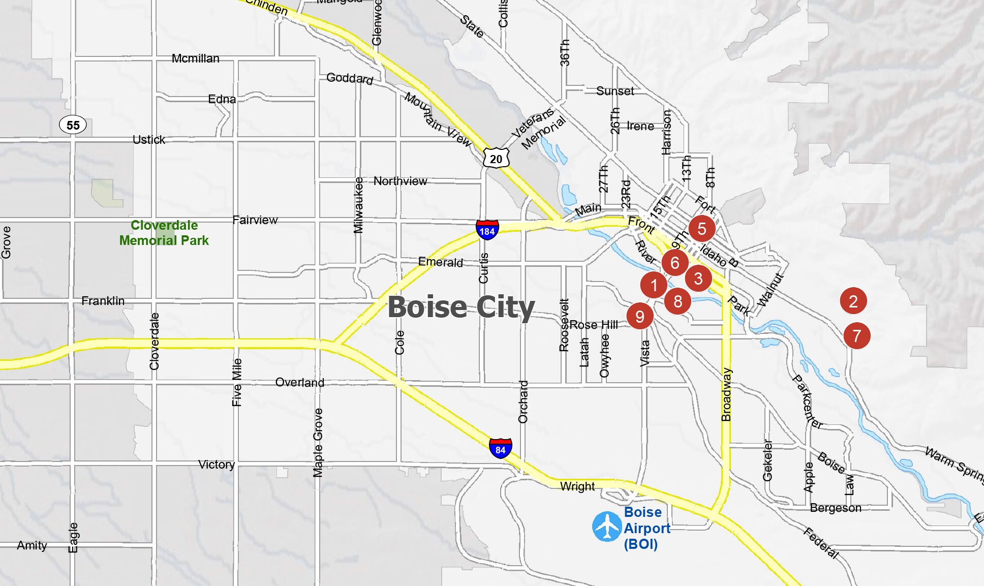 Boise/Eagle Meridian Idaho Printable Map