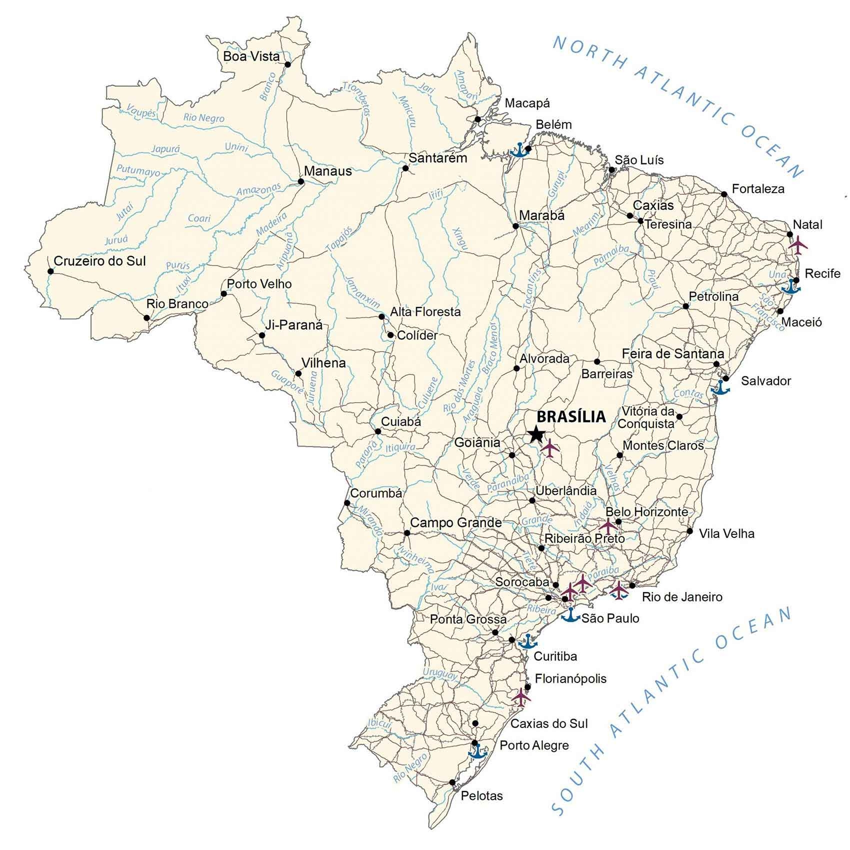 Free Printable Map Of Brazil
