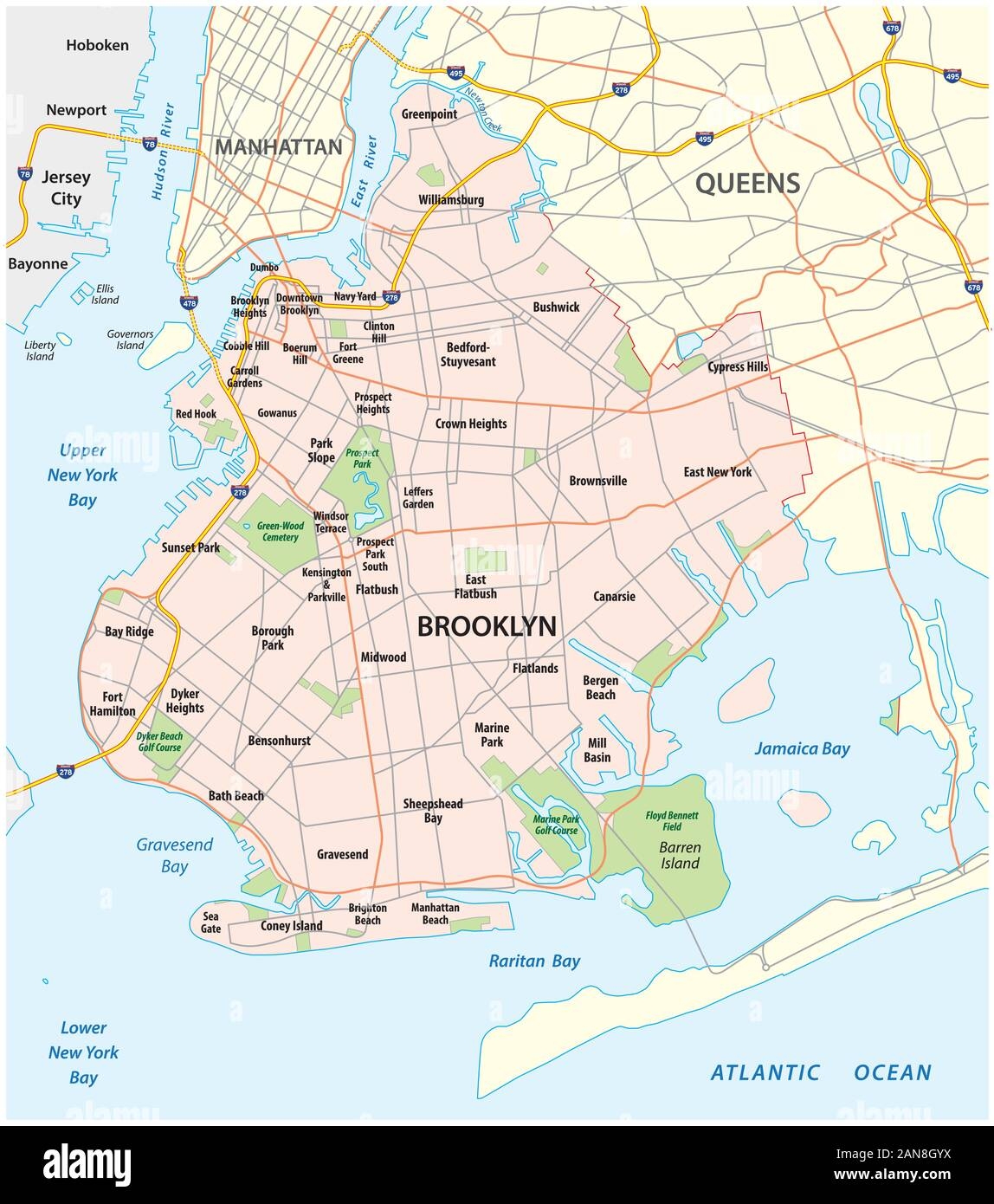 Map Of Brooklyn New York Stock Vector Images Alamy