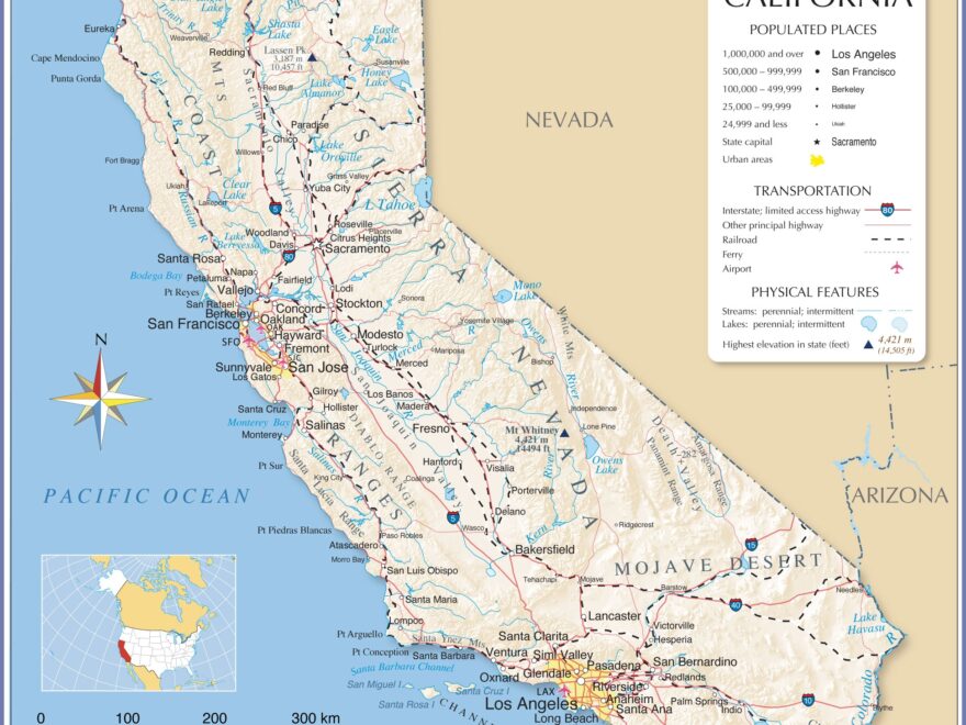 Map Of California State USA Nations Online Project