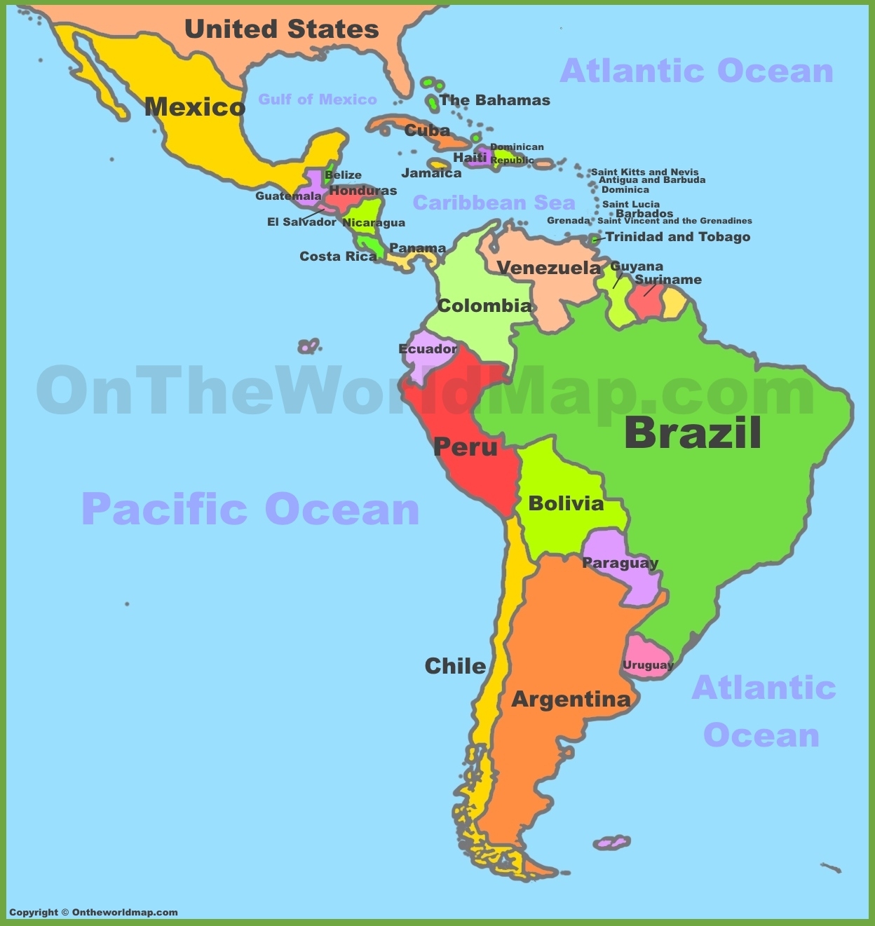 Map Of Central And South America Ontheworldmap