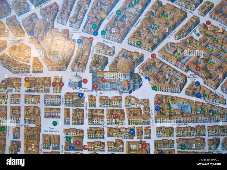 Map Of Central Florence Firenze Tuscany Central Italy Europe Stock Photo Alamy