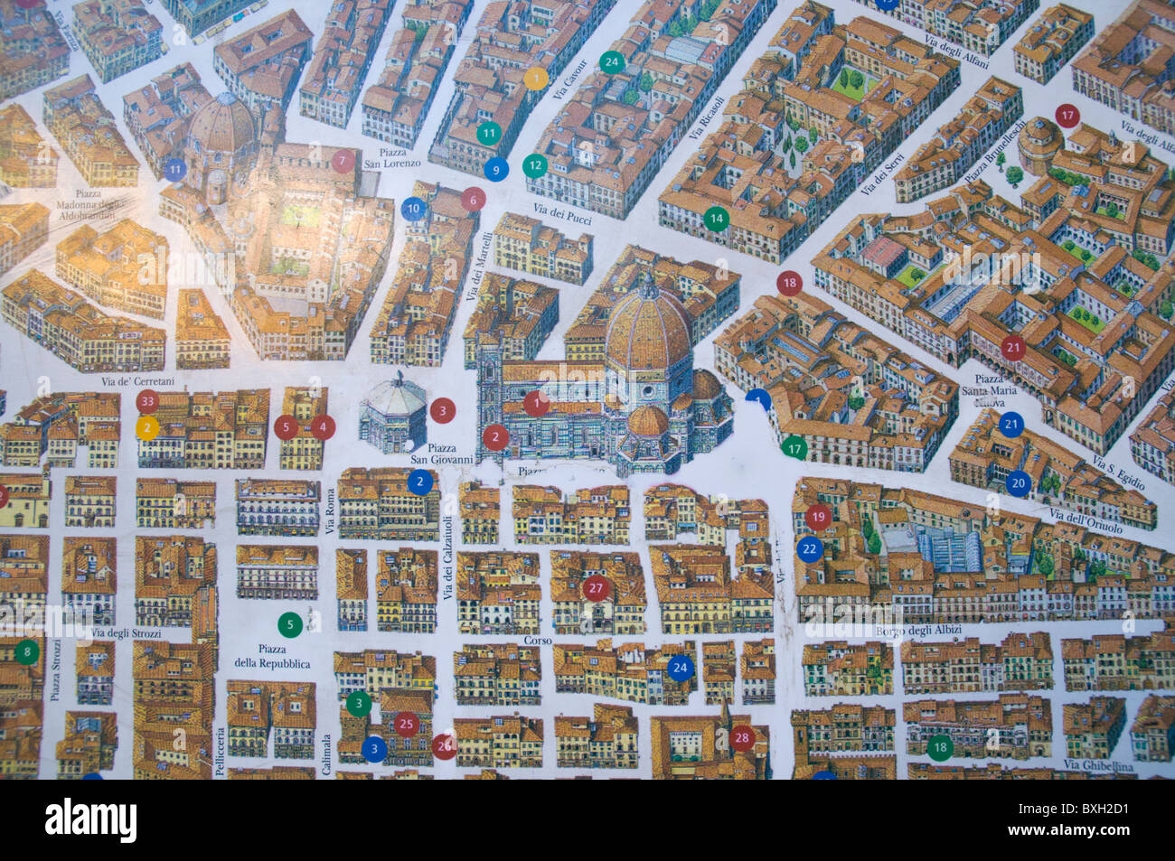 Map Of Central Florence Firenze Tuscany Central Italy Europe Stock Photo Alamy