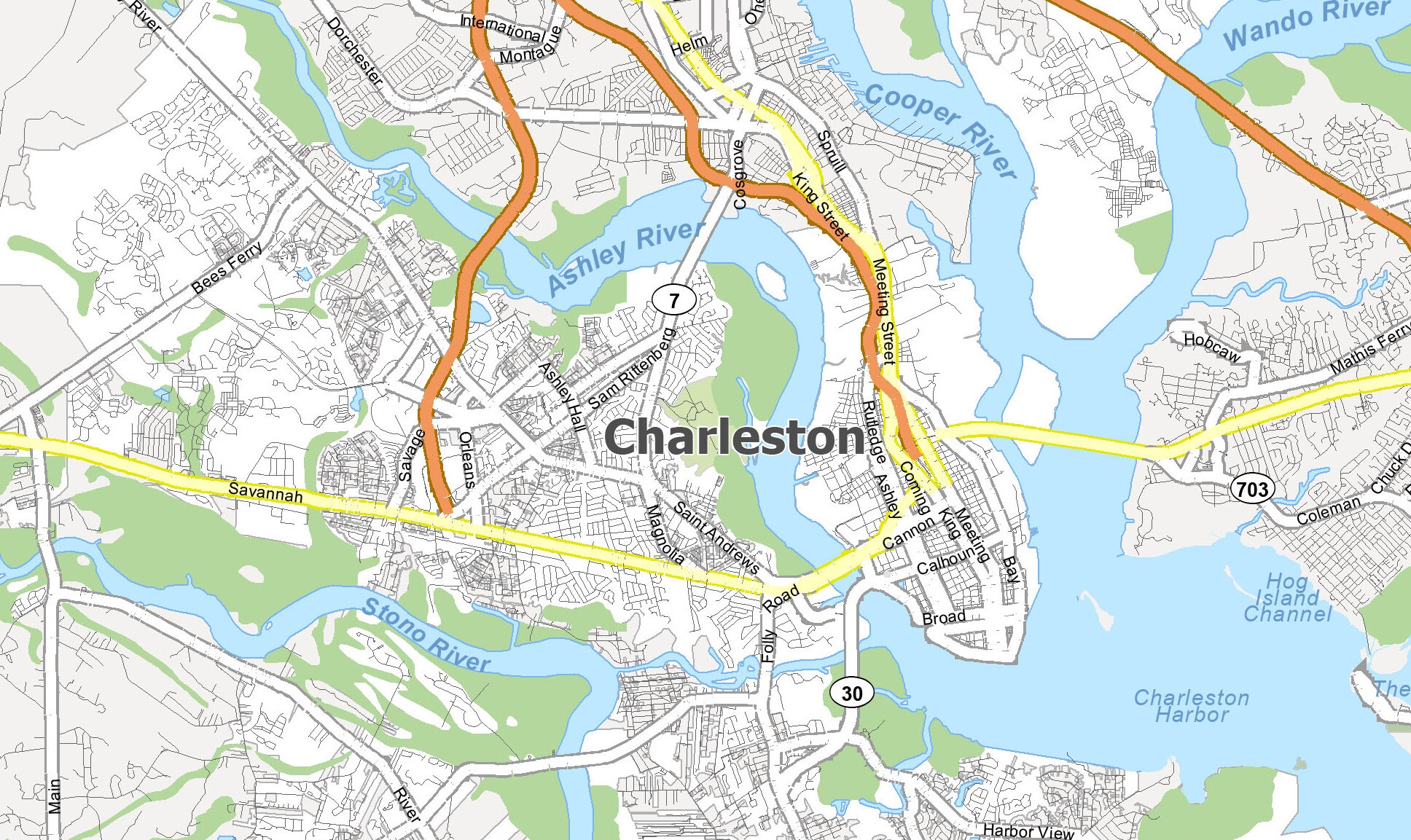 Printable Map Of Charleston Sc