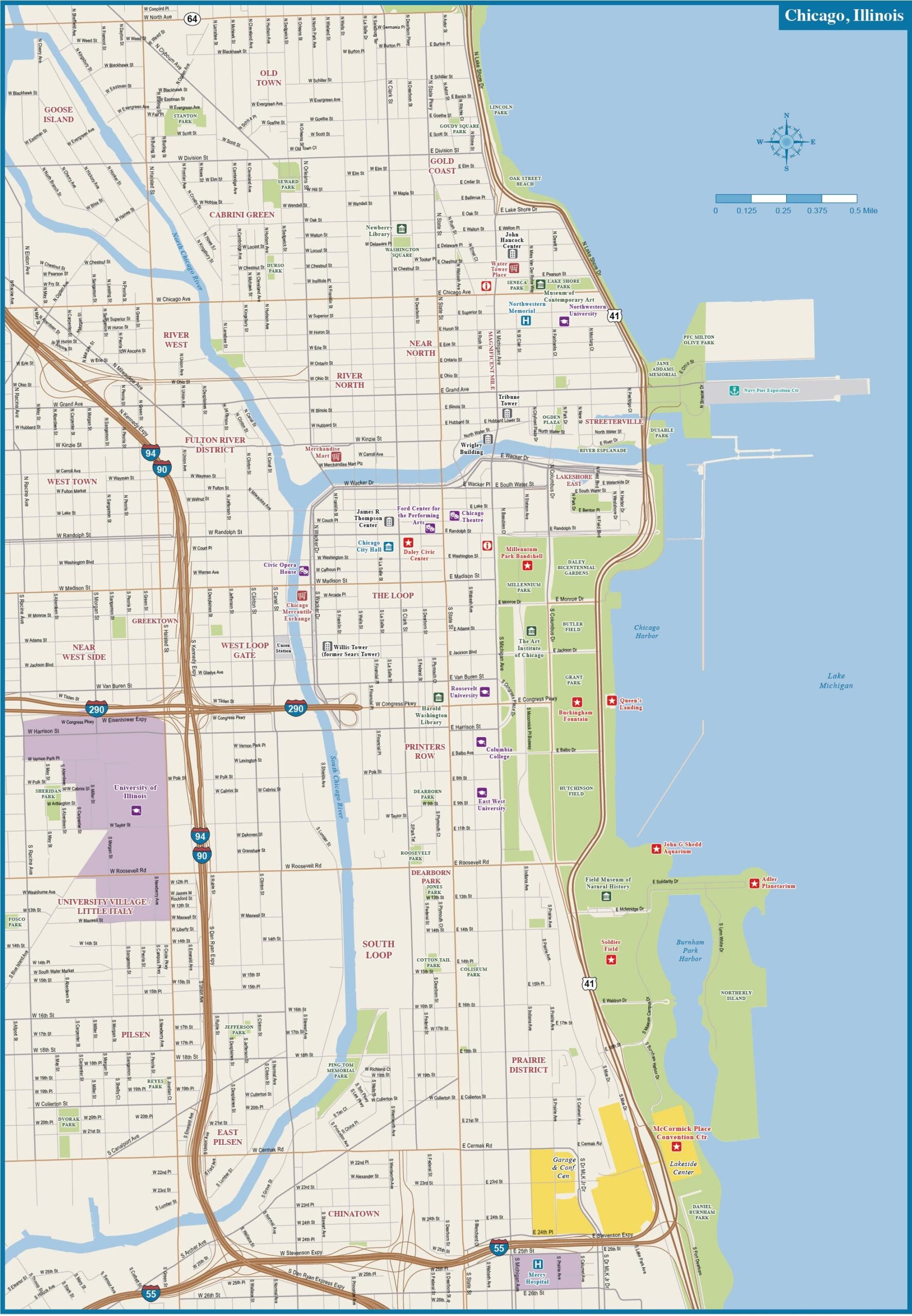 Map Of Chicago Offline Map And Detailed Map Of Chicago City