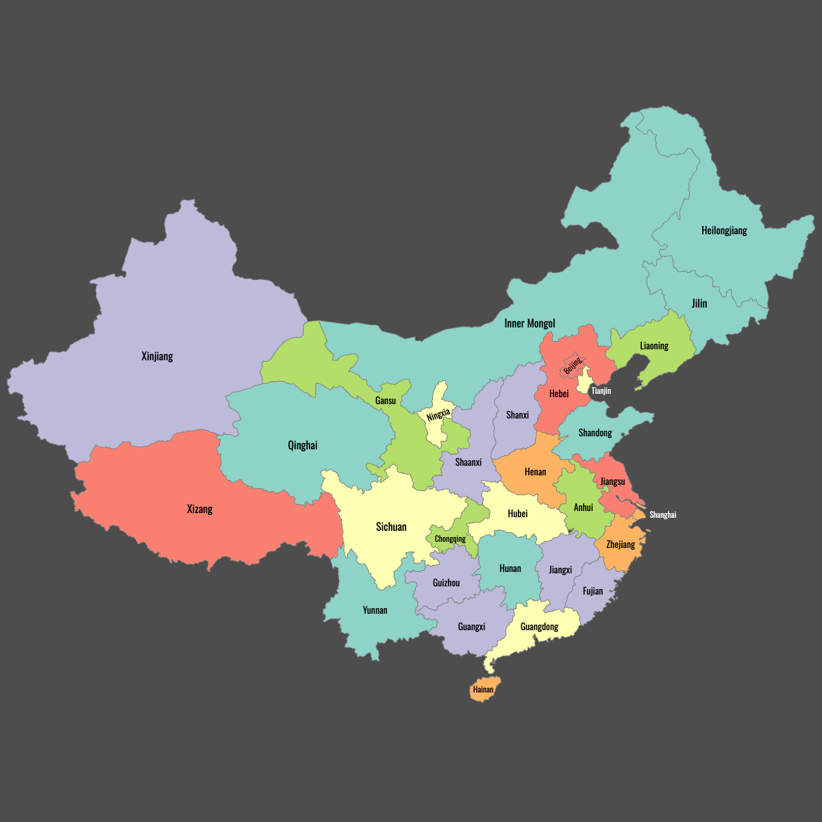 Printable Map Of China With Provinces