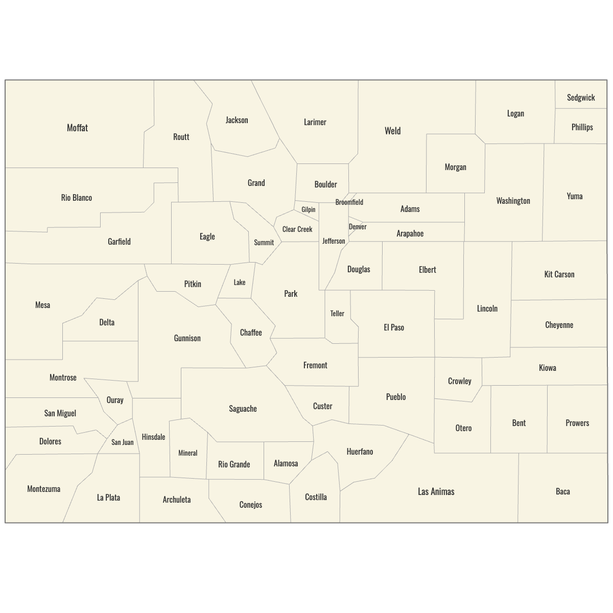 Colorado County Map Printable