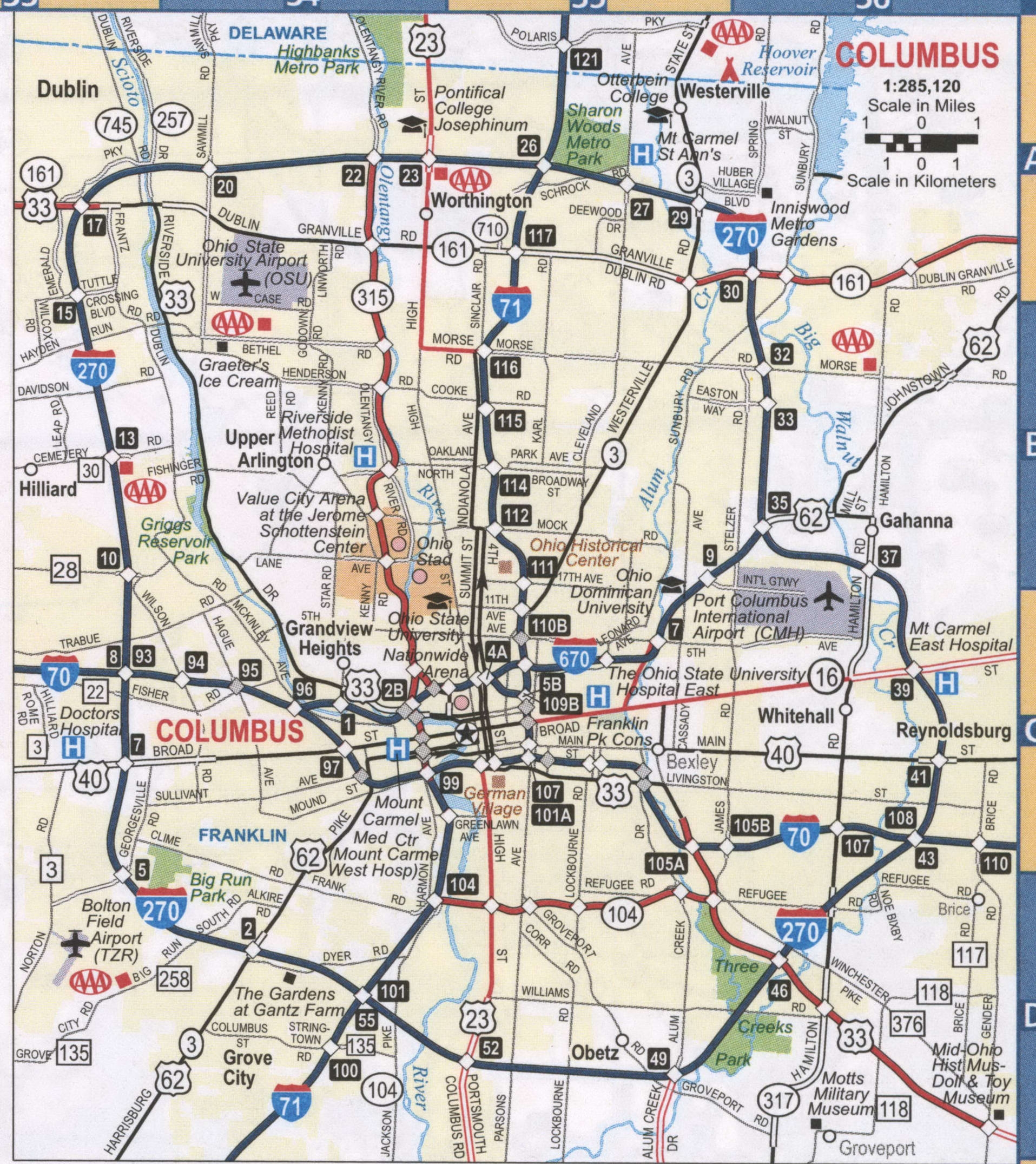Printable Map Of Central Ohio