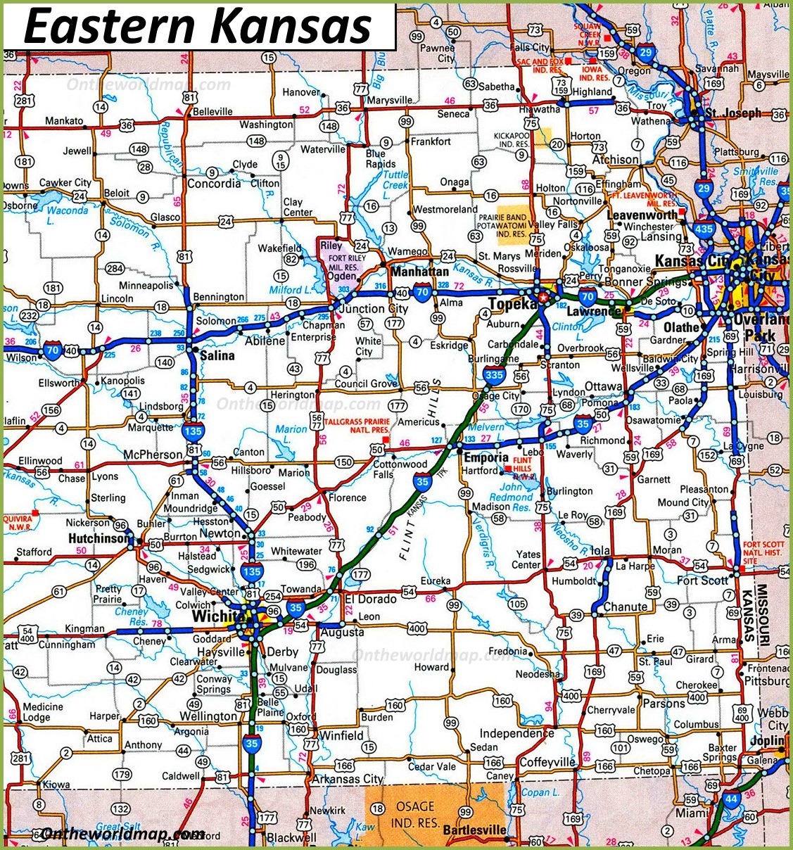 Map Of Eastern Kansas Ontheworldmap