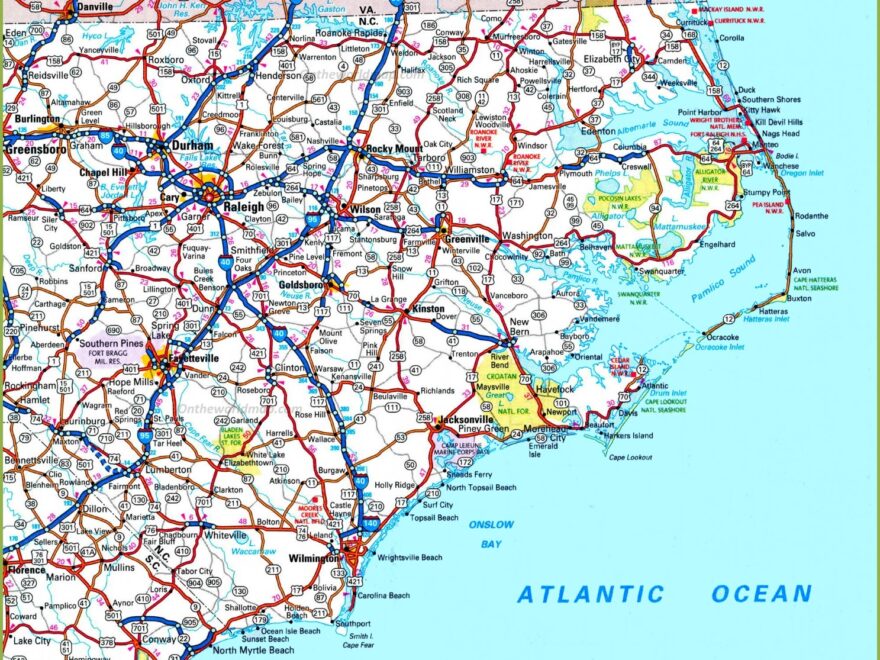 Map Of Eastern North Carolina Coastal Plain Ontheworldmap