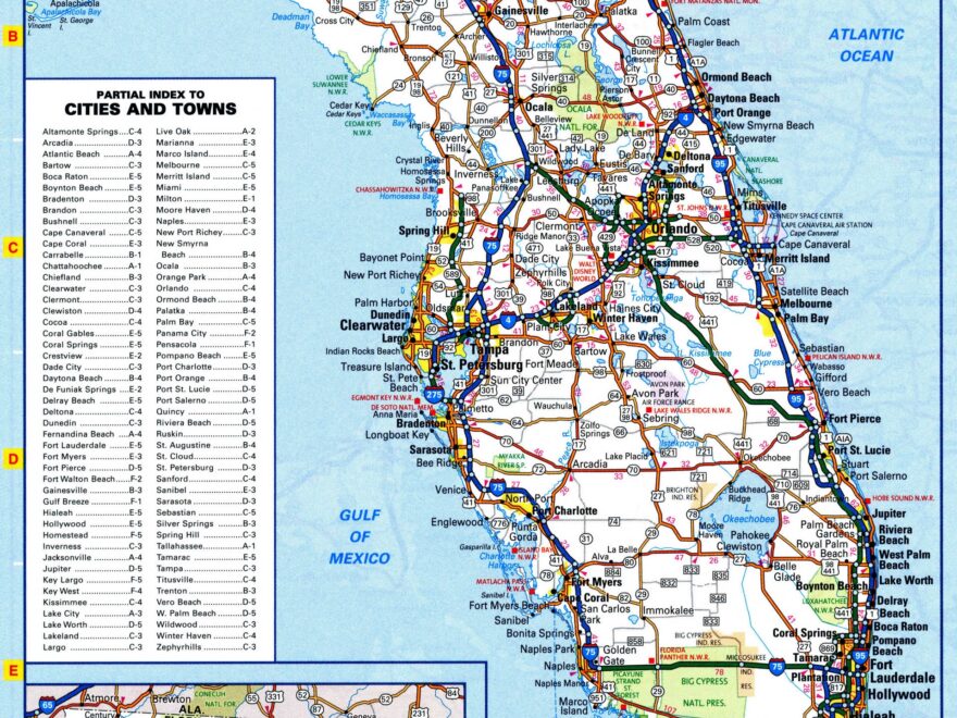Map Of Florida Roads And Highways Free Printable Road Map Of Florida