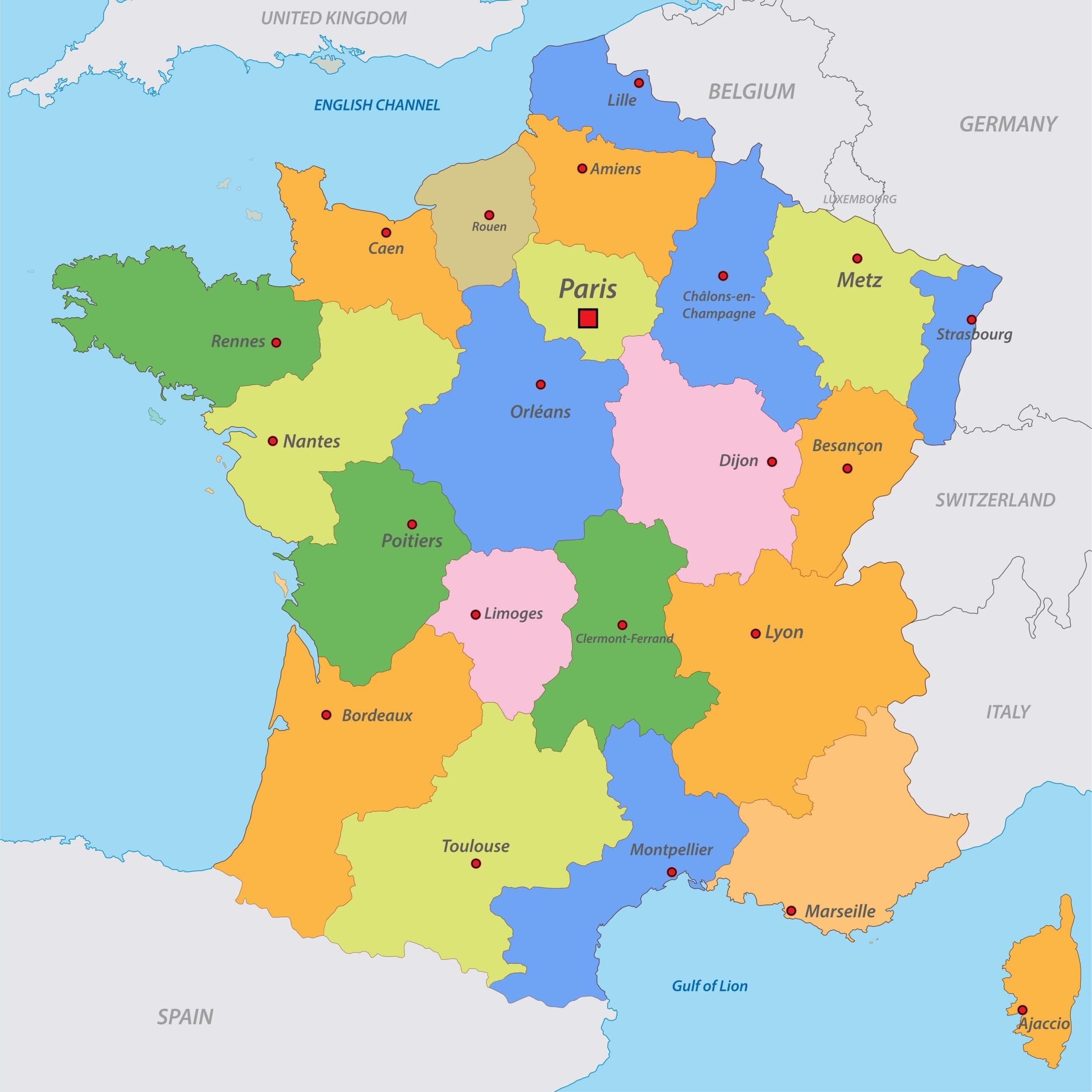Political Map Of France Printable