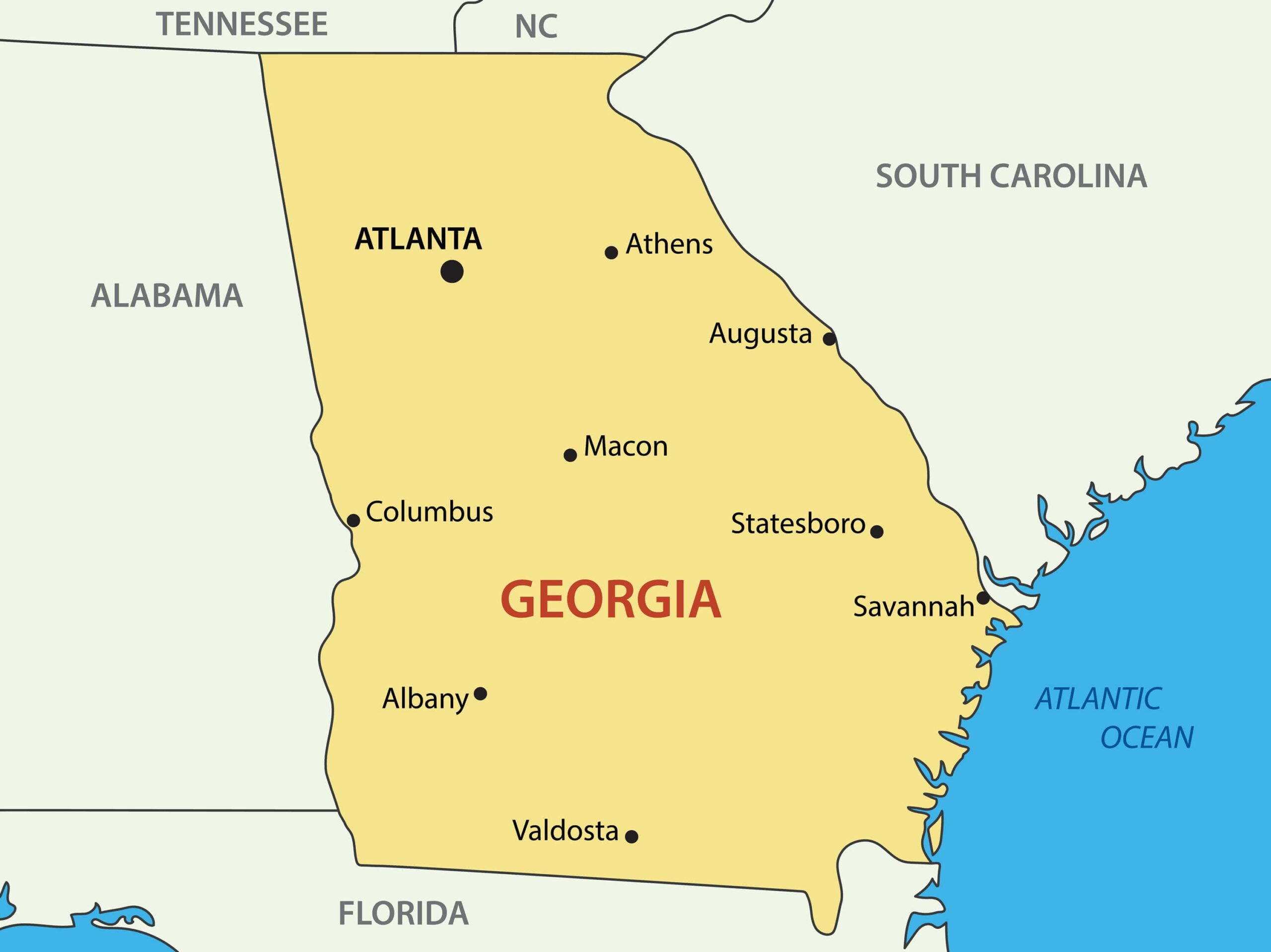 Free Printable Georgia State On Us Map